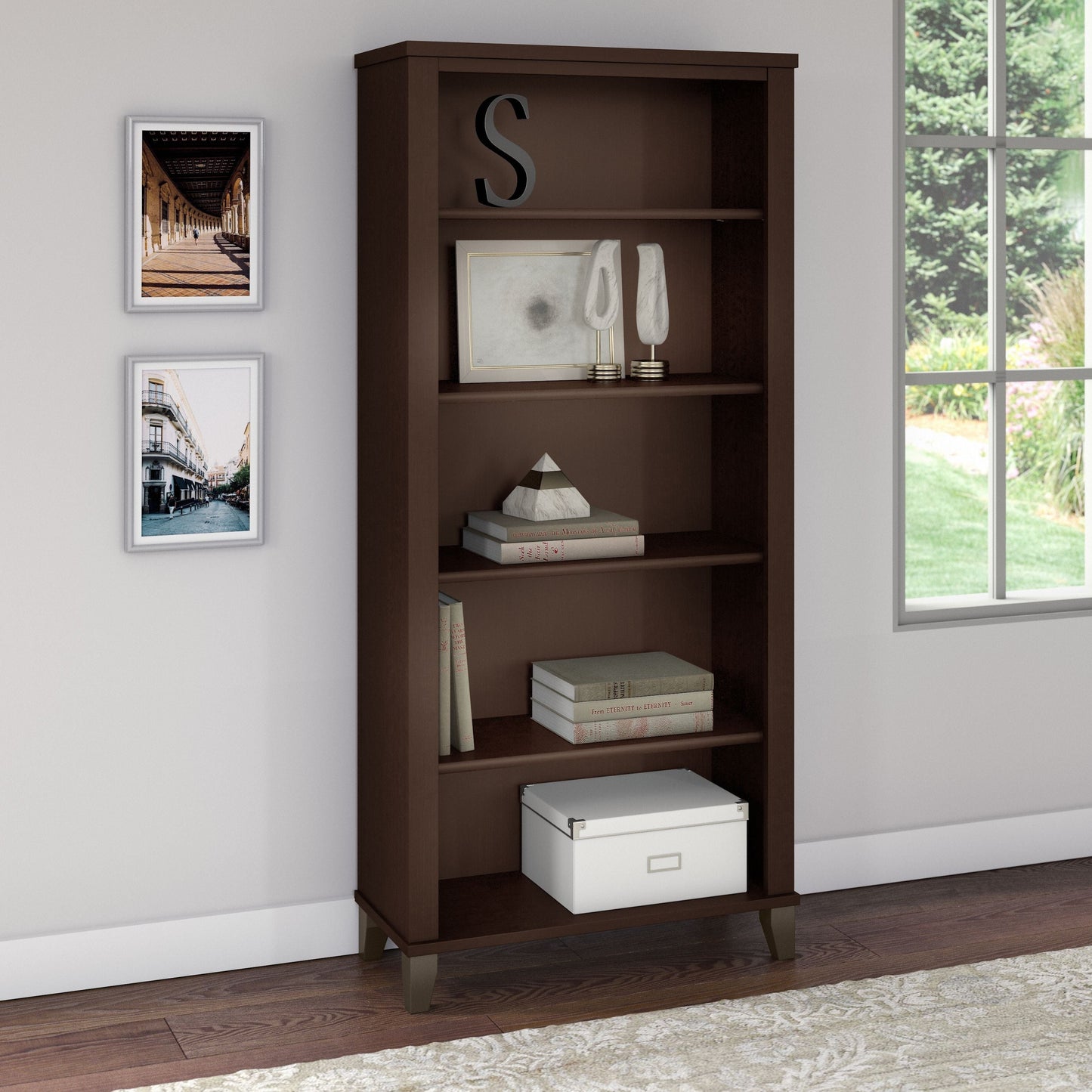 Étagère à livres Bush Furniture Somerset, 5 niveaux, avec étagères réglables