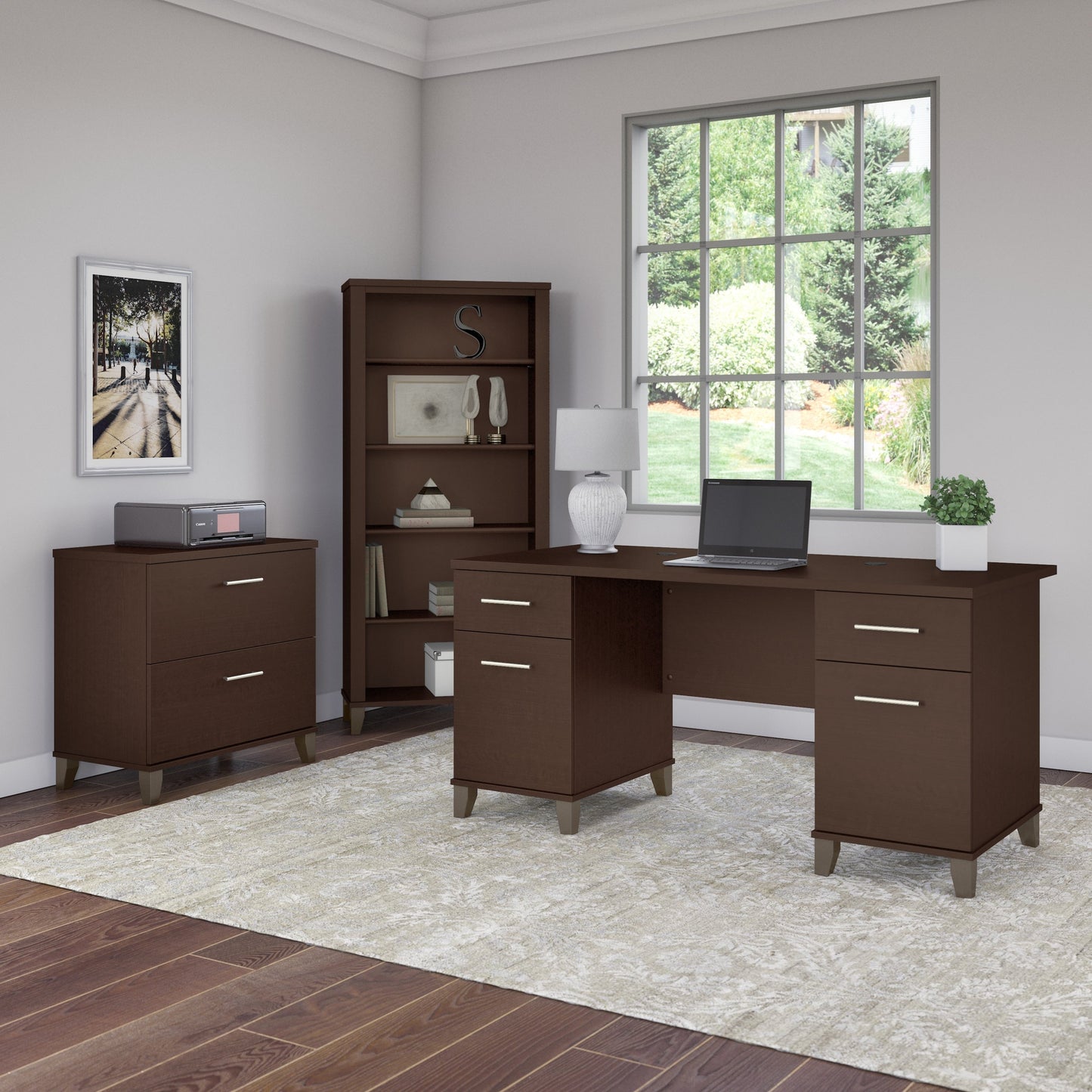 Étagère à livres Bush Furniture Somerset, 5 niveaux, avec étagères réglables