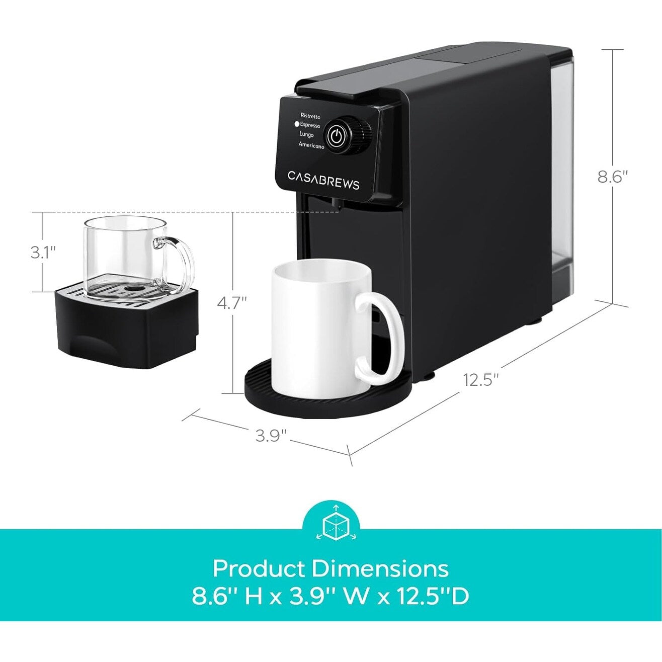 Machine à expresso CASABREWS CM7036E 20 Bar pour capsules Nespresso Original