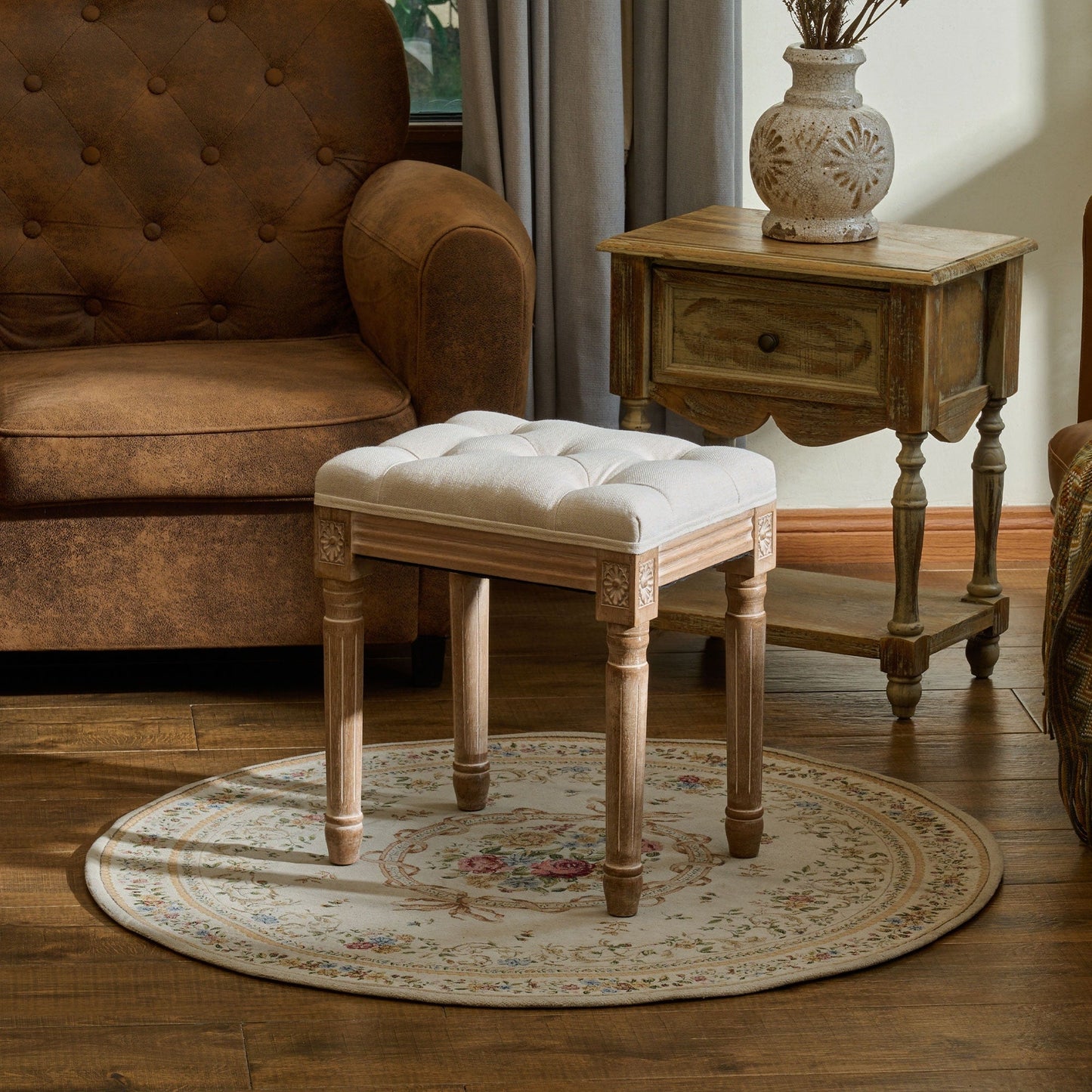 Tabouret de pieds et tabouret de coiffeuse rembourrés CO-Z, style vintage français