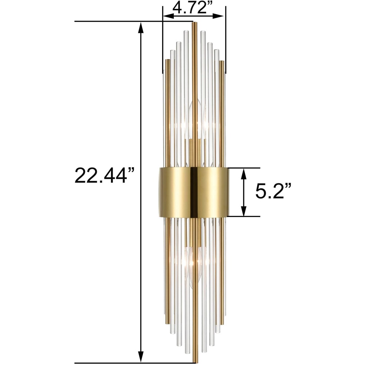 Applique murale moderne en métal Cabrera avec de magnifiques tiges en verre cristal transparent pour salle de bain, lot de 2