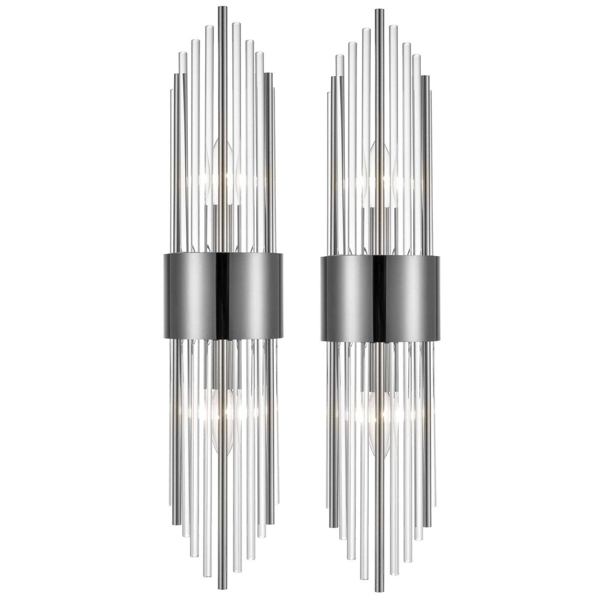Applique murale moderne en métal Cabrera avec de magnifiques tiges en verre cristal transparent pour salle de bain, lot de 2