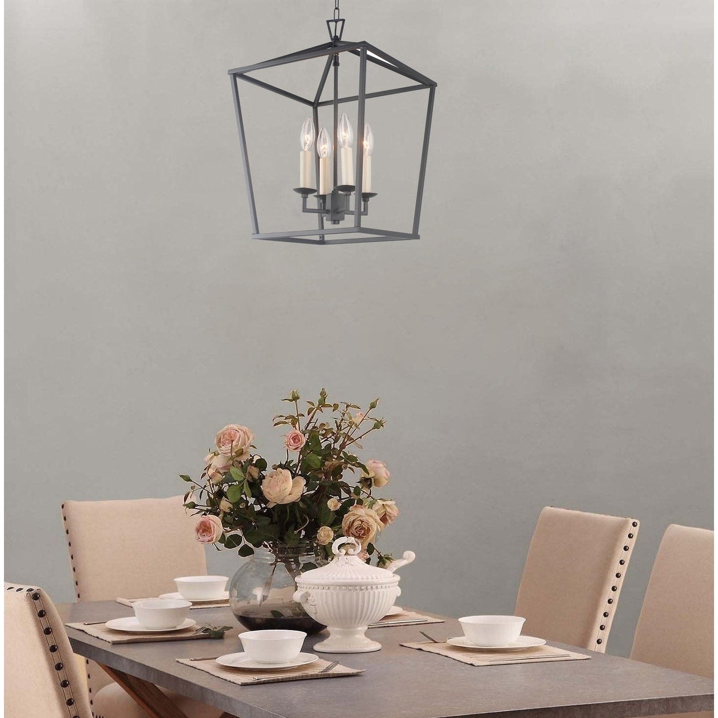 Suspension en forme de lanterne, style bougie, pour escalier ou îlot de cuisine, lustre à cage ouverte - N/A
