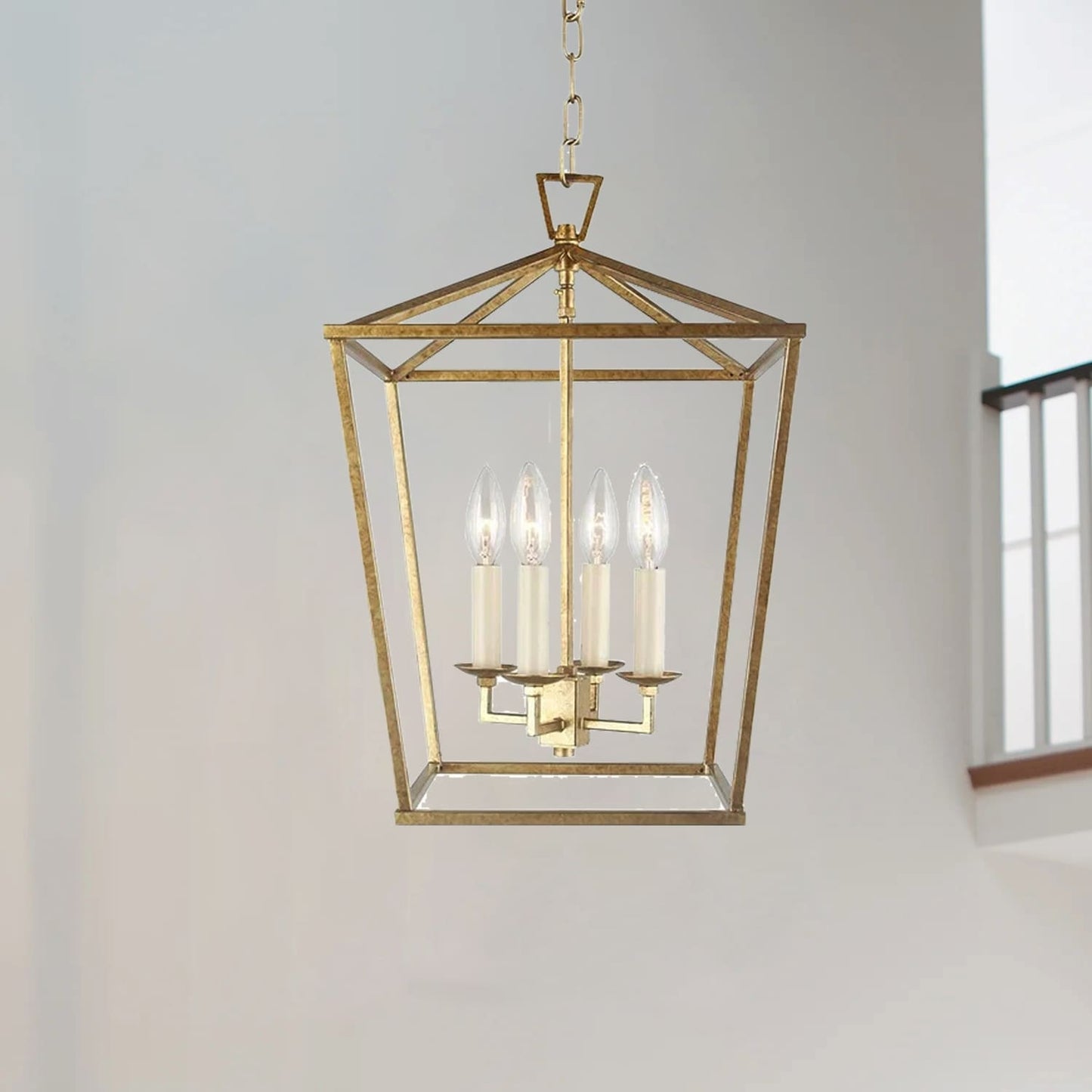 Suspension en forme de lanterne, style bougie, pour escalier ou îlot de cuisine, lustre à cage ouverte - N/A