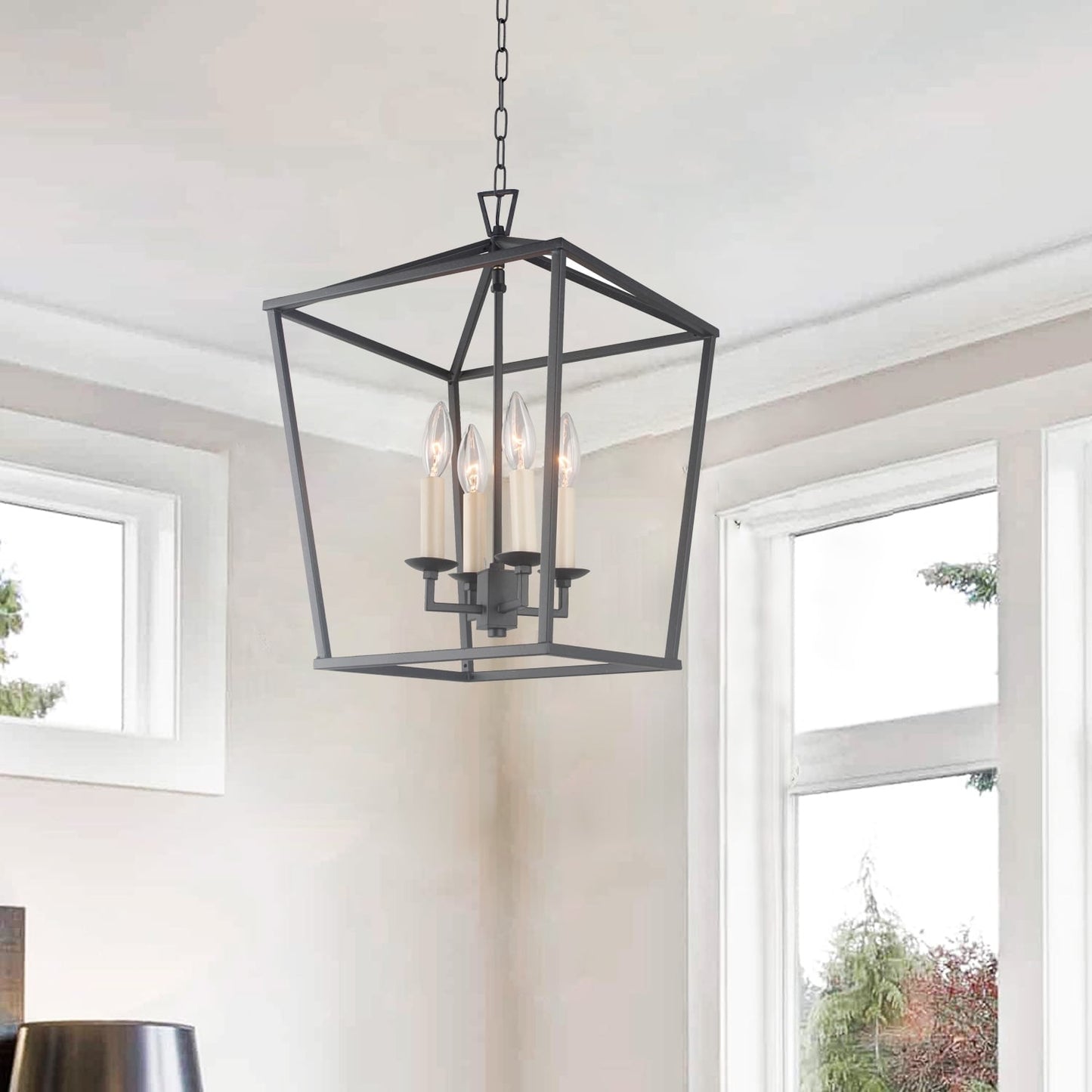 Suspension en forme de lanterne, style bougie, pour escalier ou îlot de cuisine, lustre à cage ouverte - N/A