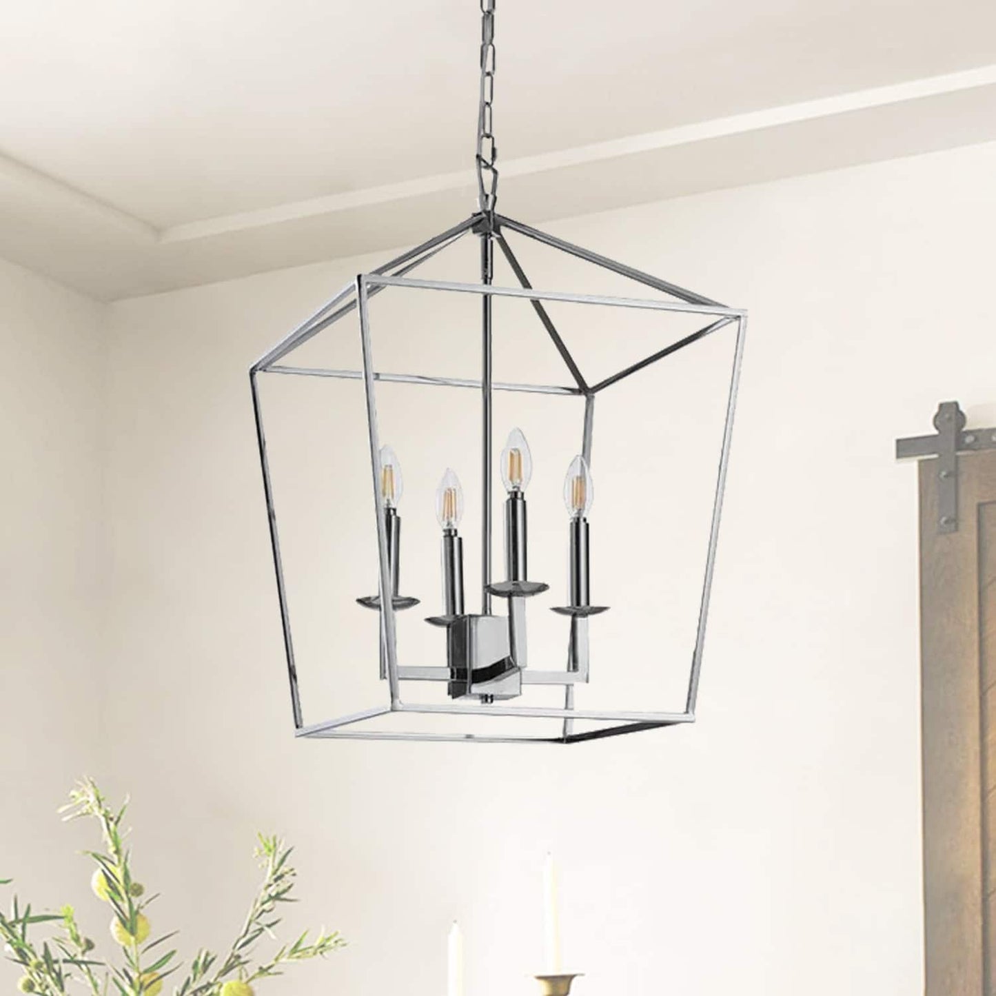Suspension en forme de lanterne, style bougie, pour escalier ou îlot de cuisine, lustre à cage ouverte - N/A