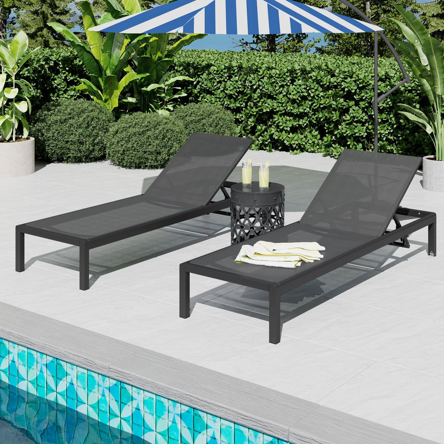 Chaise longue d'extérieur en aluminium Cape Coral (lot de 2) par Christopher Knight Home - 77,56 L x 25,20 l x 11,80 h (cm)