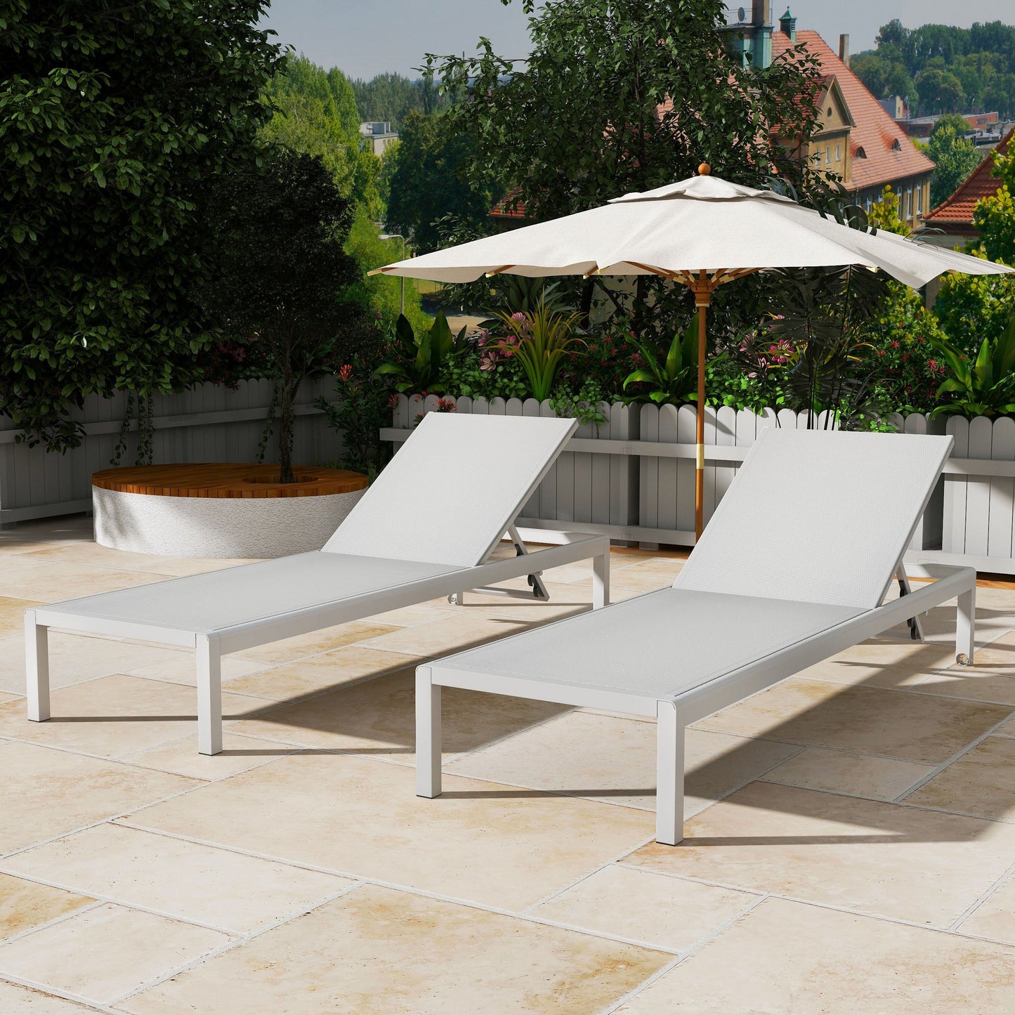 Chaise longue d'extérieur en aluminium Cape Coral (lot de 2) par Christopher Knight Home - 77,56 L x 25,20 l x 11,80 h (cm)