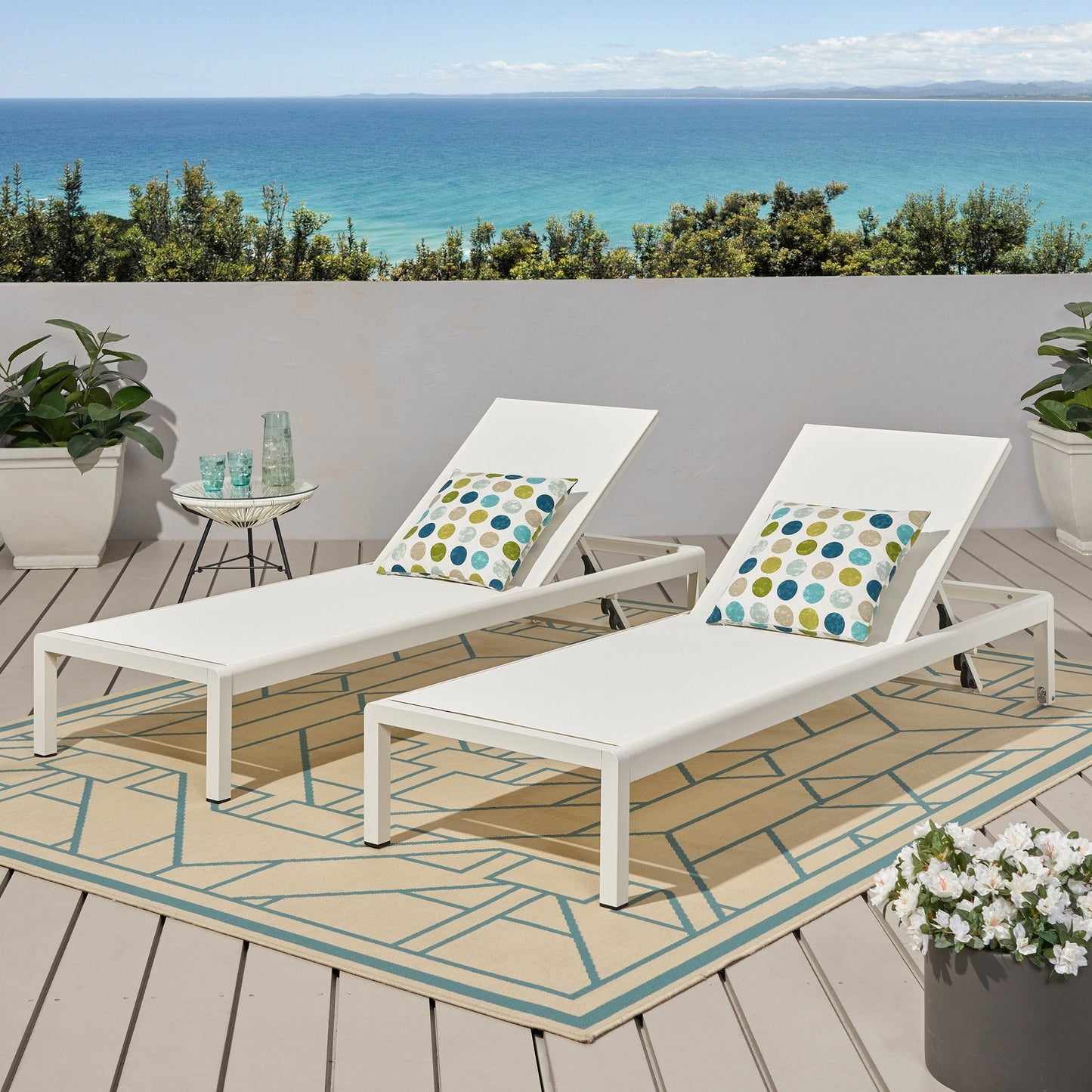 Chaise longue d'extérieur en aluminium Cape Coral (lot de 2) par Christopher Knight Home - 77,56 L x 25,20 l x 11,80 h (cm)