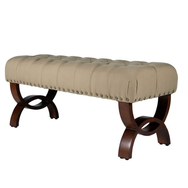 Banc capitonné Carolina avec garniture à clous décoratifs