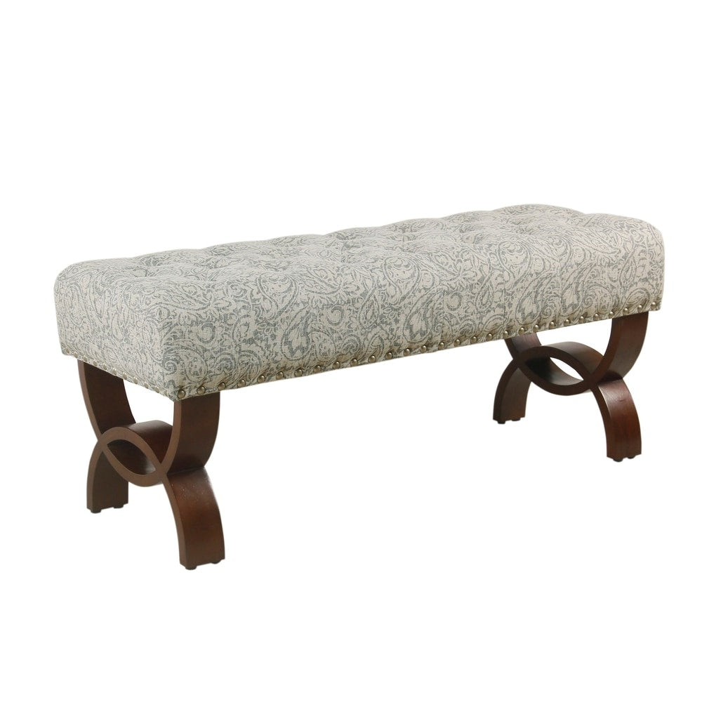 Banc capitonné Carolina avec garniture à clous décoratifs