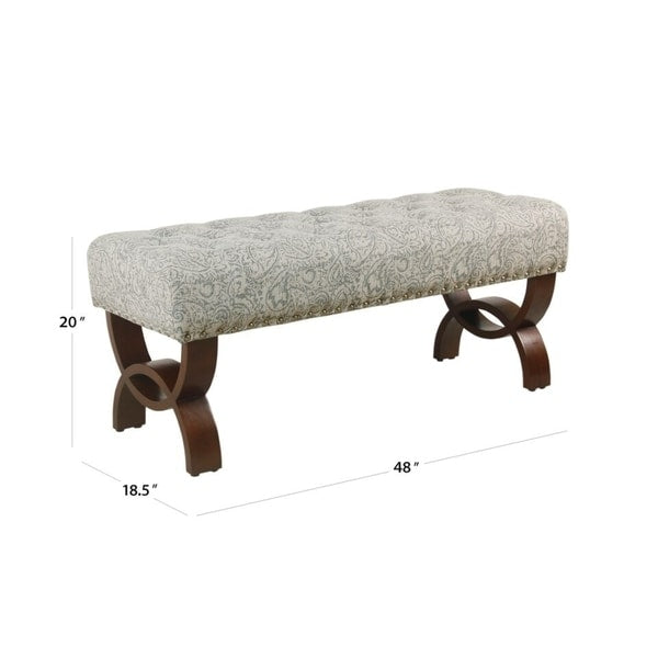 Banc capitonné Carolina avec garniture à clous décoratifs