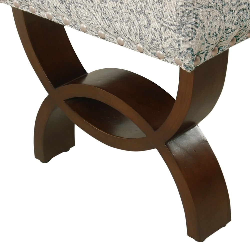 Banc capitonné Carolina avec garniture à clous décoratifs