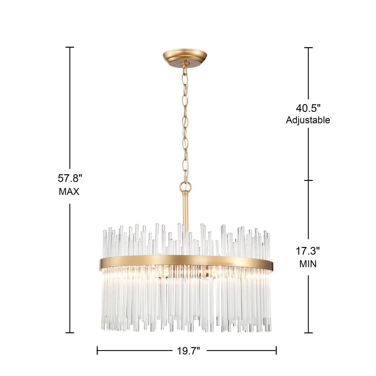 Chandélébre Casandra à 5 lumières en bronze brillant avec barres en verre transparent - Bronze brillant