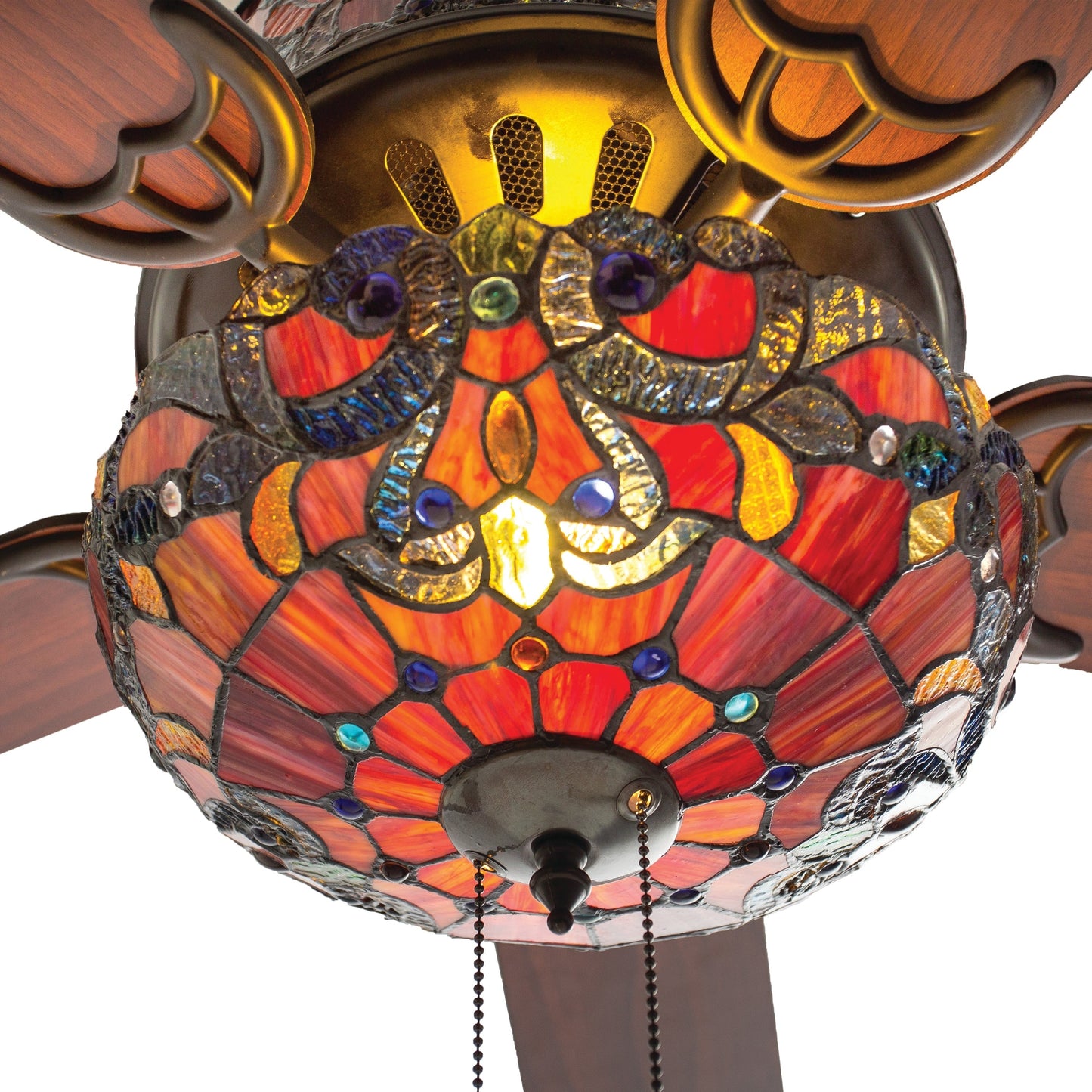 Ventilateur de plafond Copper Grove Guasipati Magna Carta de 52 pouces, style Tiffany - 52L x 52W x 16.5