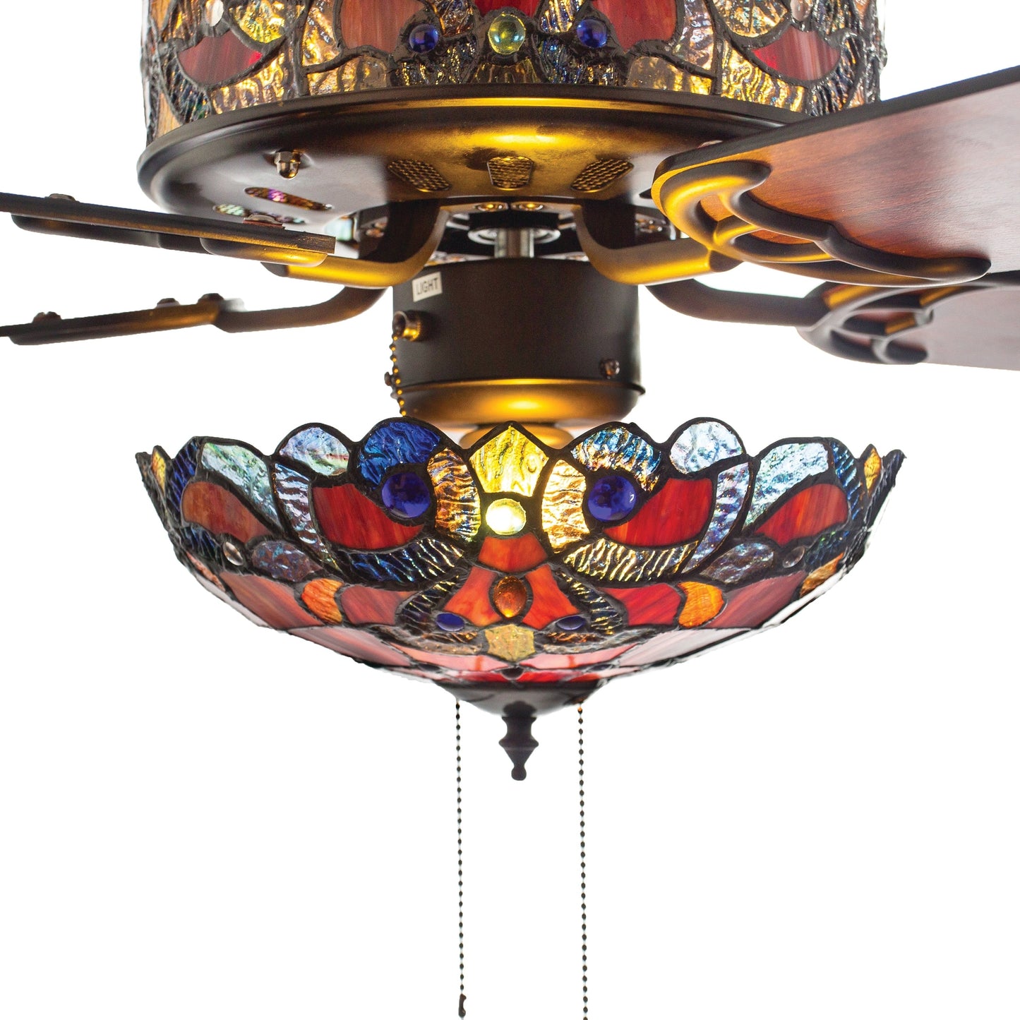 Ventilateur de plafond Copper Grove Guasipati Magna Carta de 52 pouces, style Tiffany - 52L x 52W x 16.5