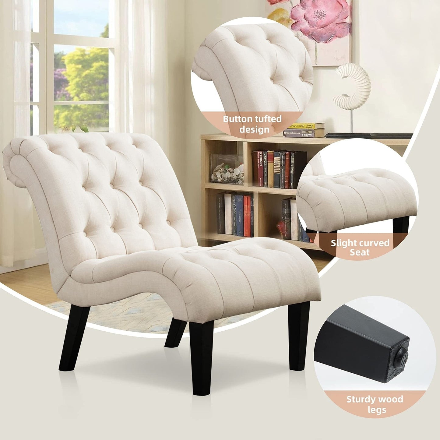 Chaise longue, canapé, fauteuil d'appoint recouvert de tissu pour chambre à coucher et salon.