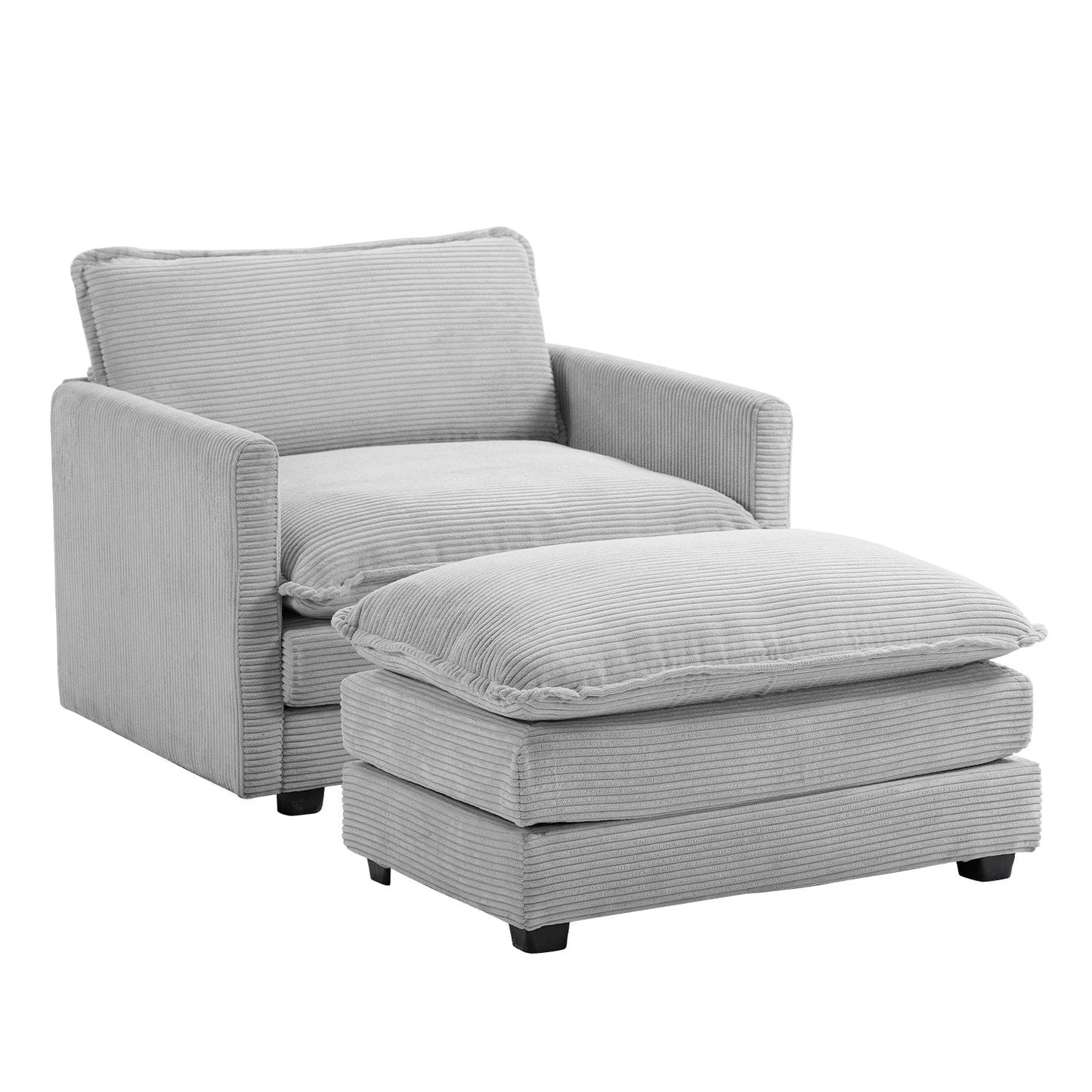 Canapé d'angle en velours côtelé avec ottomans amovibles et coussins ultra-doux pour le salon et la chambre à coucher