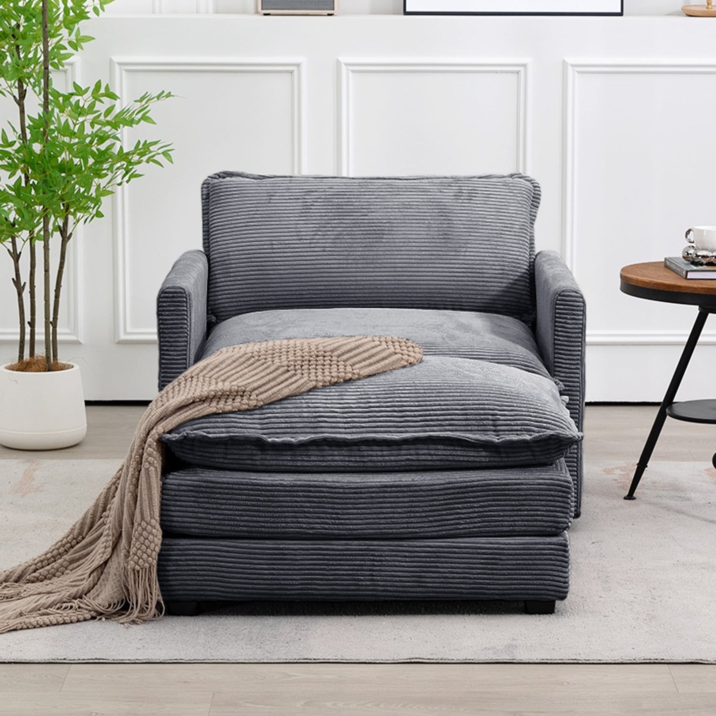 Canapé d'angle en velours côtelé avec ottomans amovibles et coussins ultra-doux pour le salon et la chambre à coucher