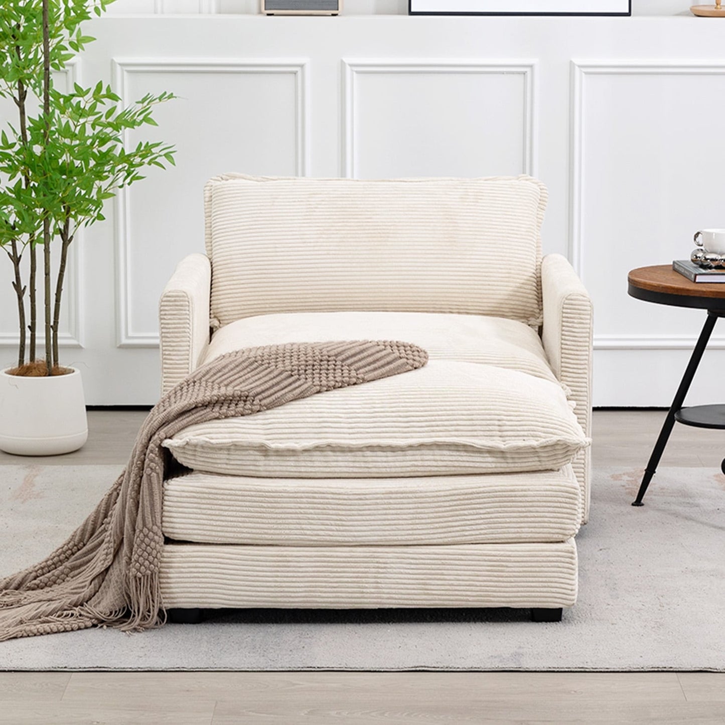 Canapé d'angle en velours côtelé avec ottomans amovibles et coussins ultra-doux pour le salon et la chambre à coucher