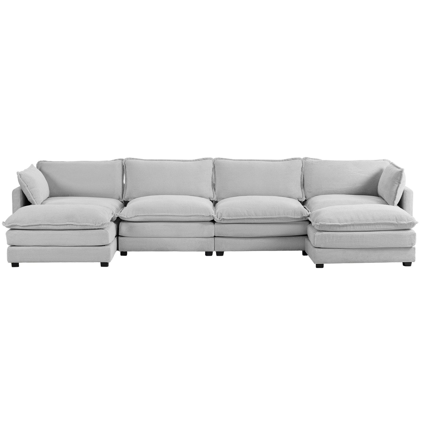 Canapé d'angle en velours côtelé avec ottomans amovibles et coussins ultra-doux pour le salon et la chambre à coucher