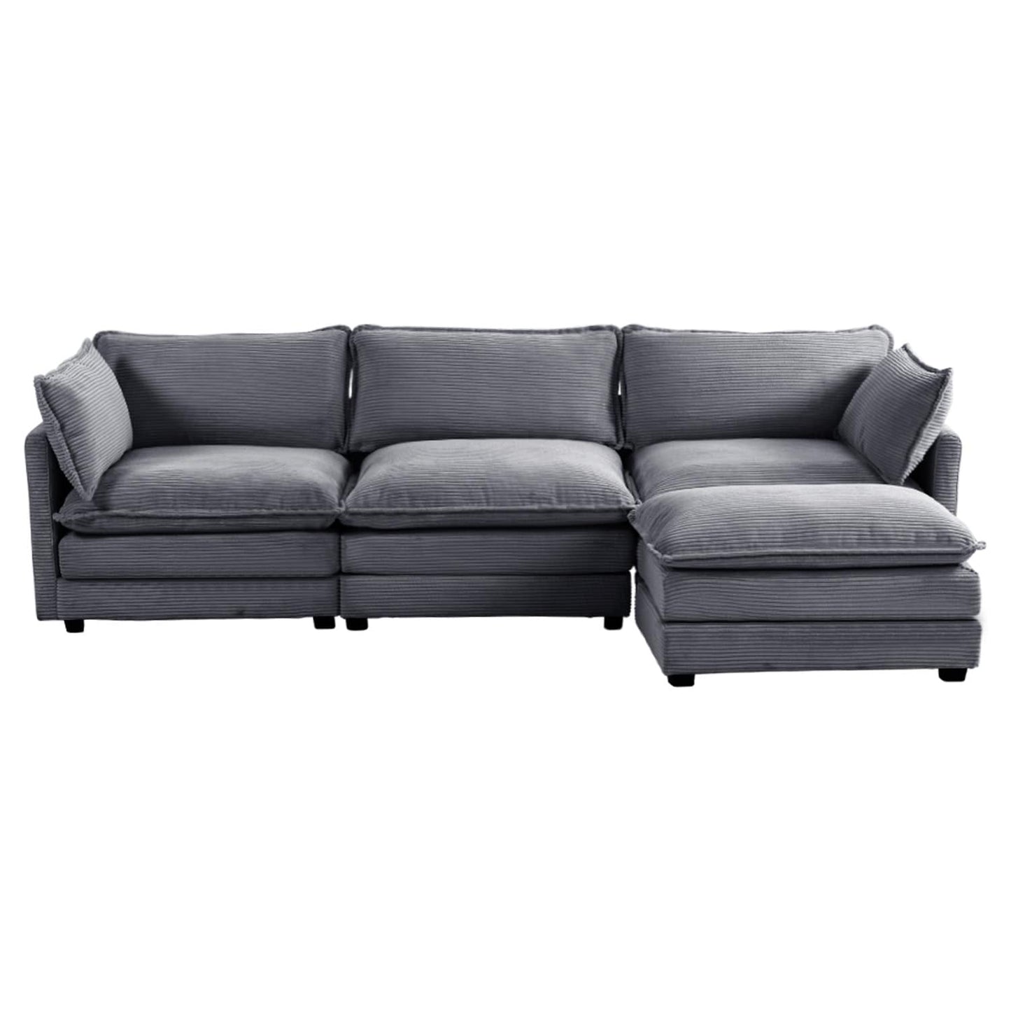 Canapé d'angle en velours côtelé avec ottomans amovibles et coussins ultra-doux pour le salon et la chambre à coucher