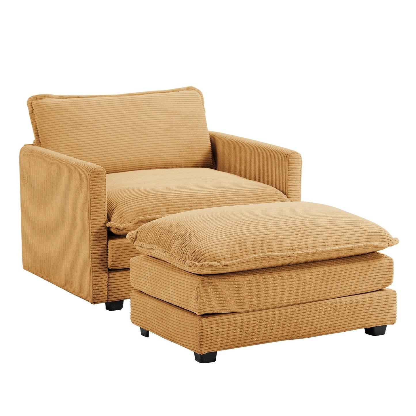 Canapé d'angle en velours côtelé avec ottomans amovibles et coussins ultra-doux pour le salon et la chambre à coucher