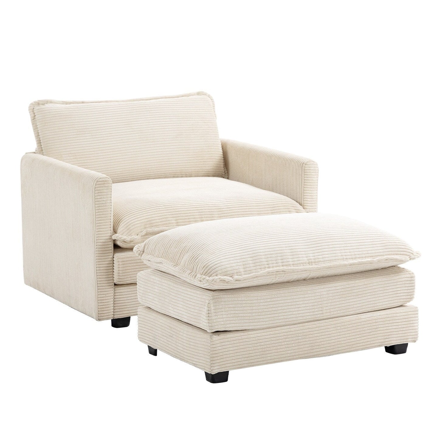 Canapé d'angle en velours côtelé avec ottomans amovibles et coussins ultra-doux pour le salon et la chambre à coucher