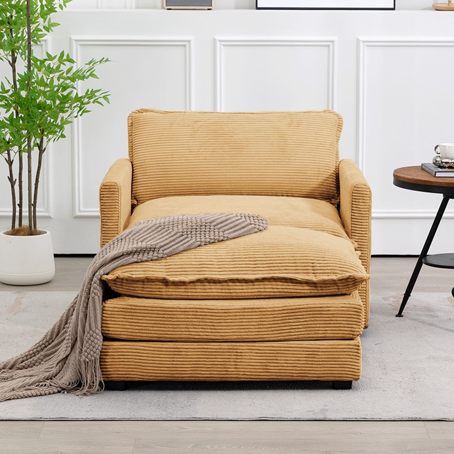 Canapé d'angle en velours côtelé avec ottomans amovibles et coussins ultra-doux pour le salon et la chambre à coucher