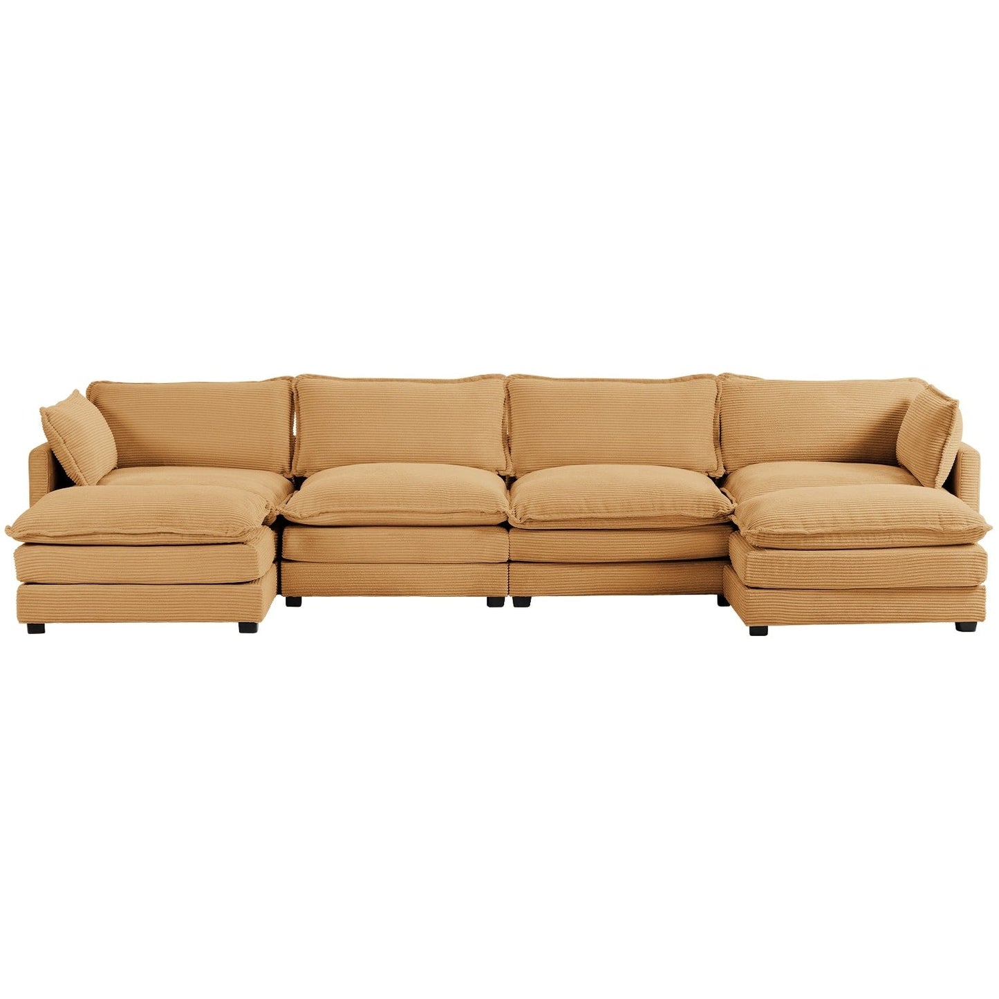 Canapé d'angle en velours côtelé avec ottomans amovibles et coussins ultra-doux pour le salon et la chambre à coucher