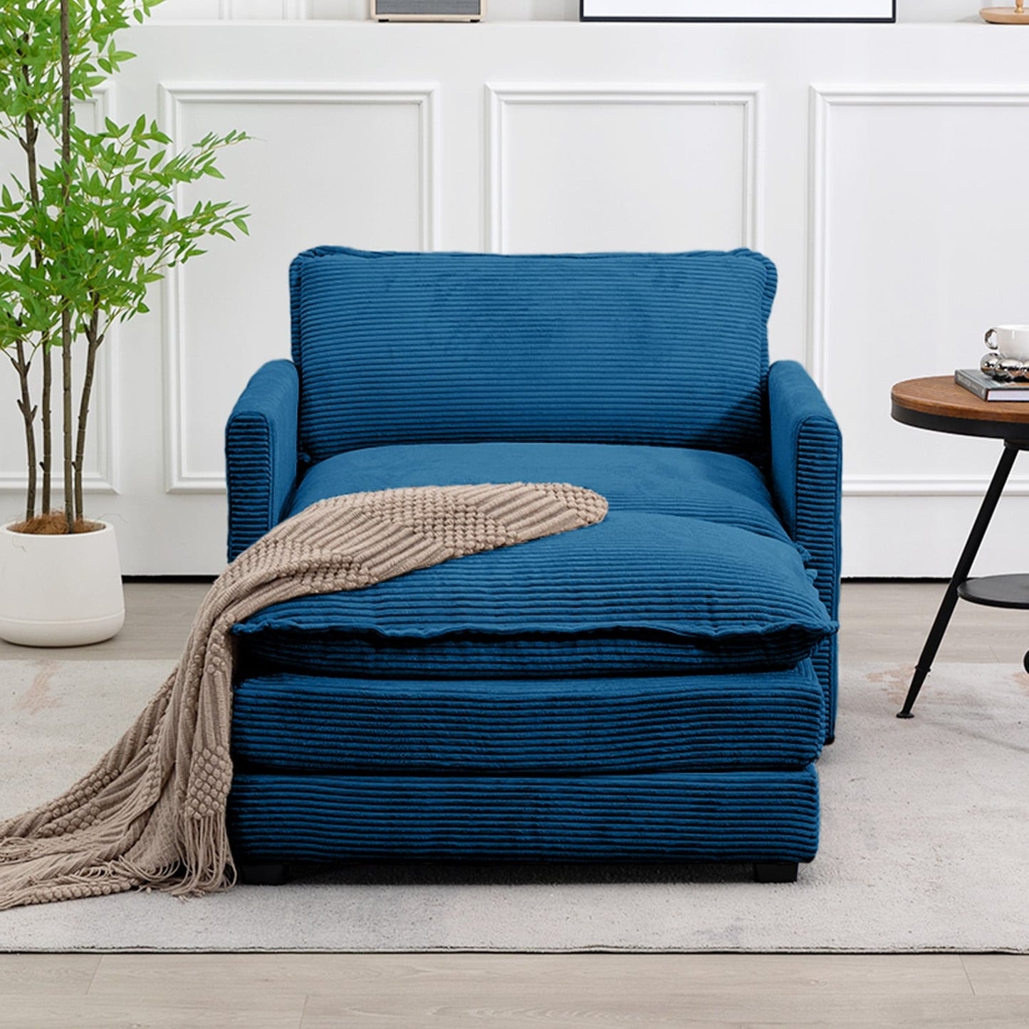 Canapé d'angle en velours côtelé avec ottomans amovibles et coussins ultra-doux pour le salon et la chambre à coucher