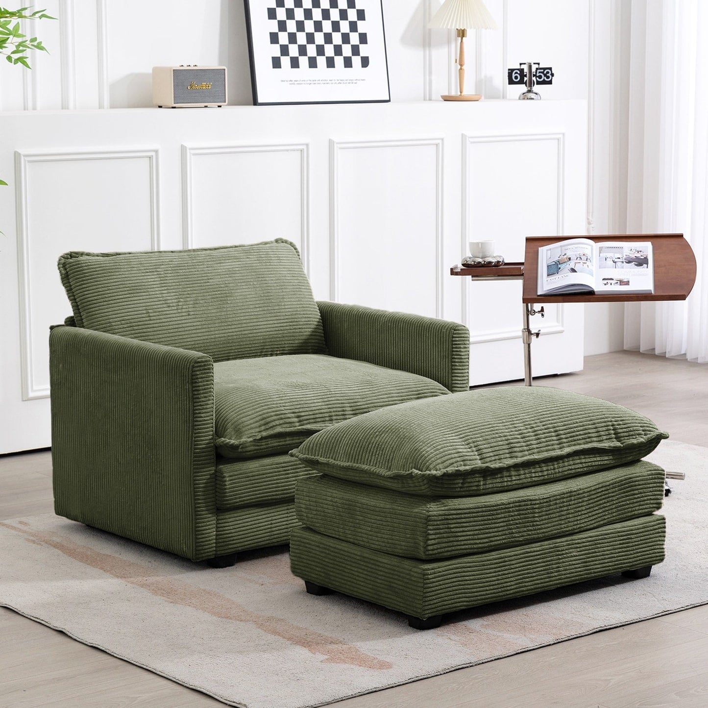 Canapé d'angle en velours côtelé avec ottomans amovibles et coussins ultra-doux pour le salon et la chambre à coucher