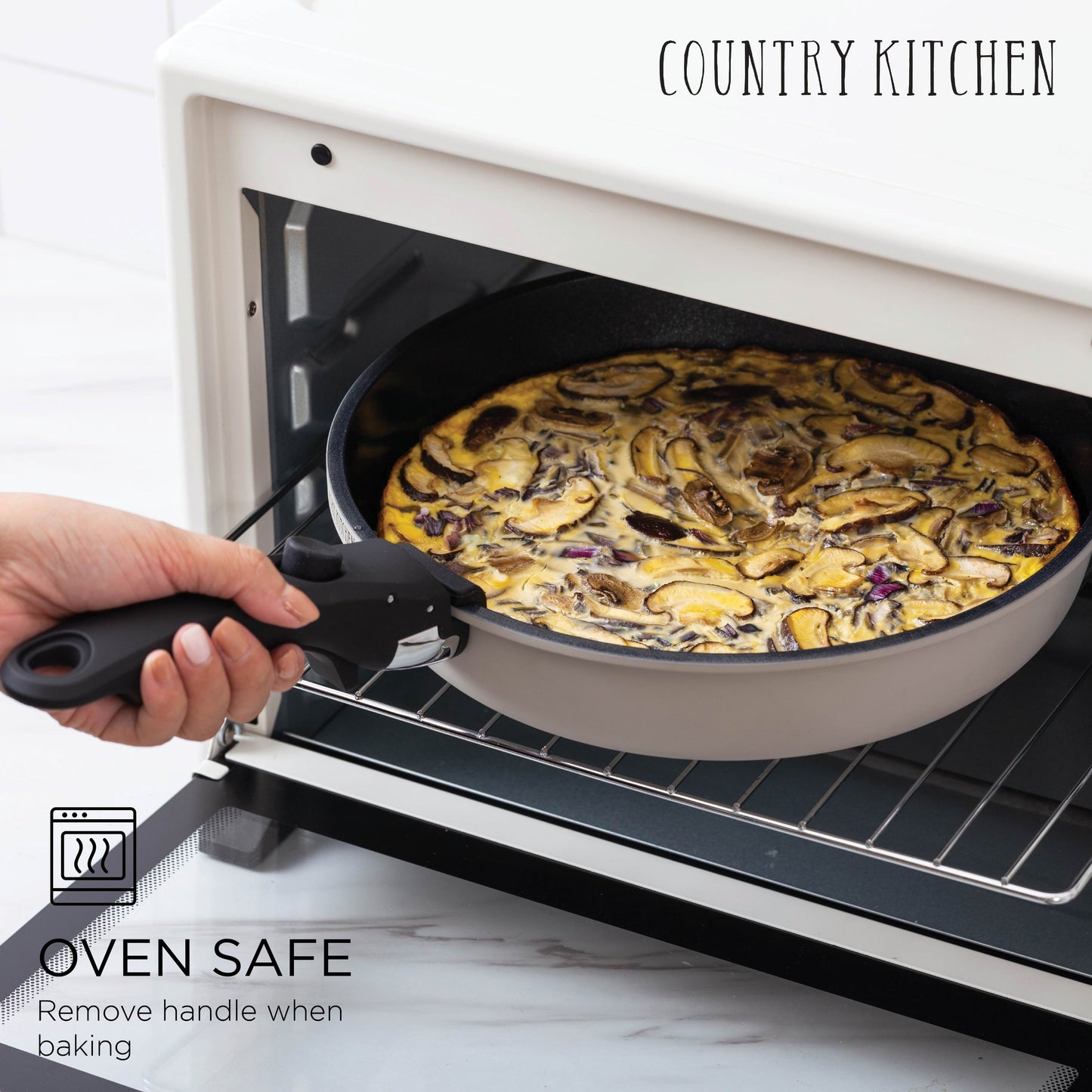 Service de cuisine Country Kitchen 16 pièces pour camping-car, céramique, avec poignées amovibles, adapté au four.