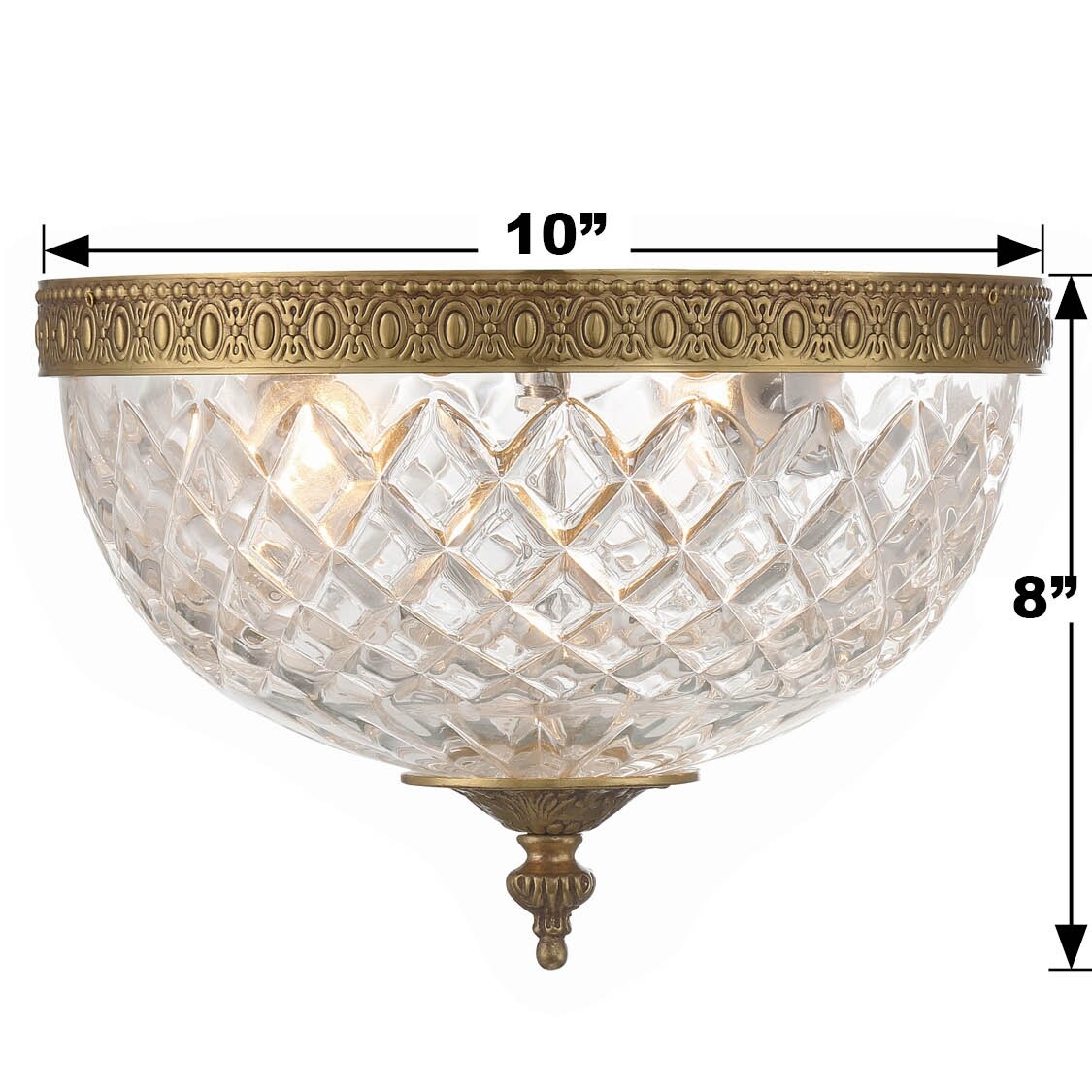 Crystorama Plafonnier encastrable à 2 lumières en cristal - 10W x 8H x 10D