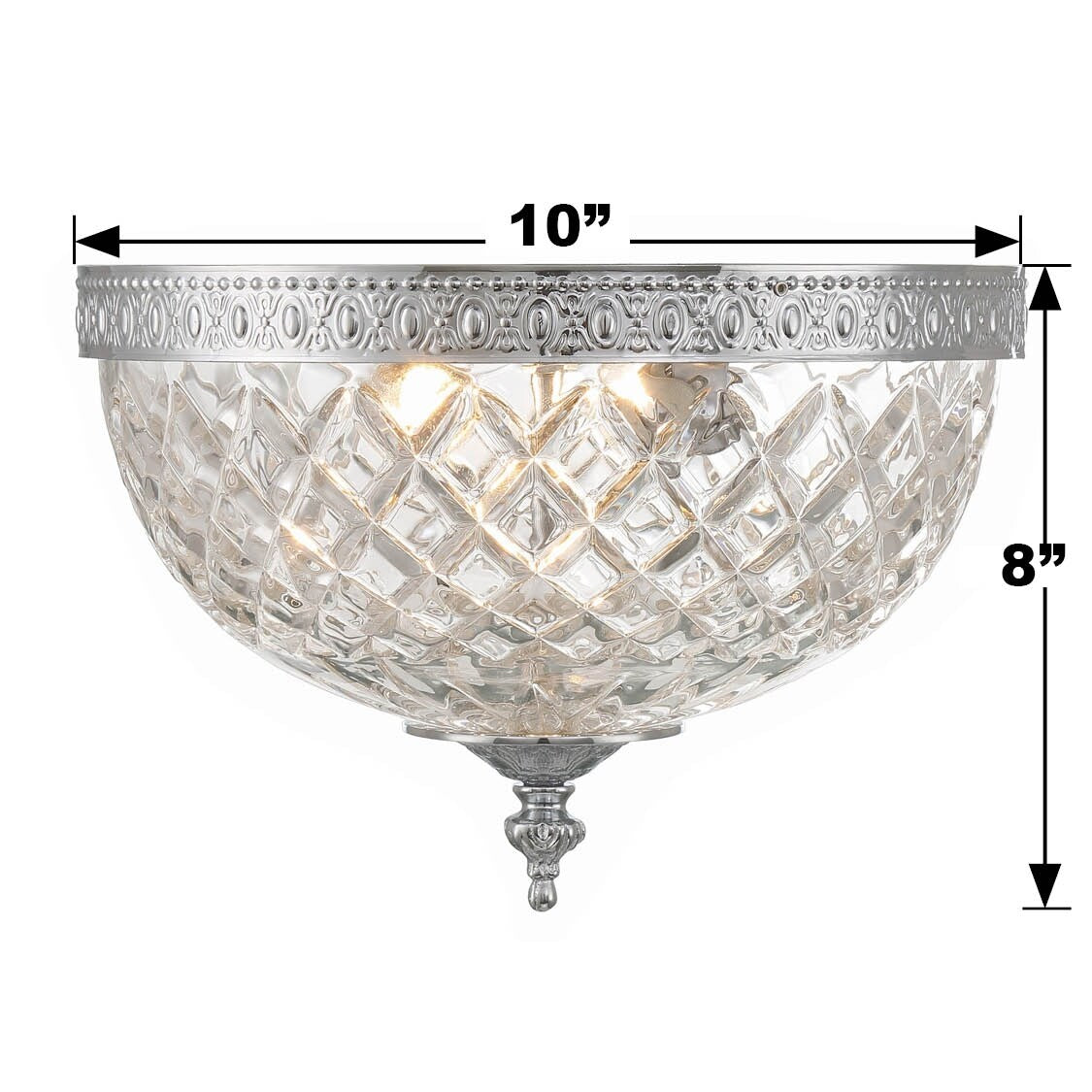 Crystorama Plafonnier encastrable à 2 lumières en cristal - 10W x 8H x 10D