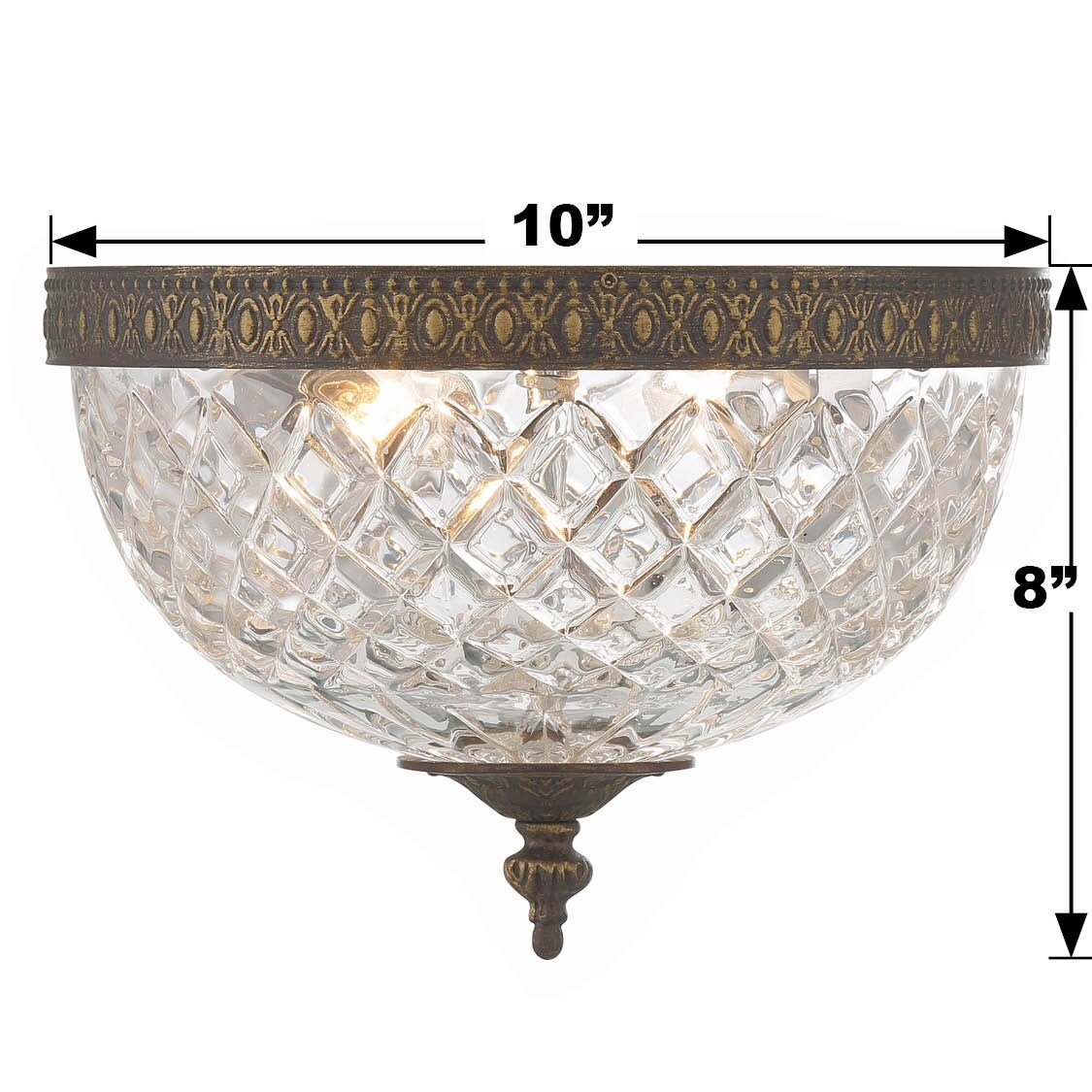 Crystorama Plafonnier encastrable à 2 lumières en cristal - 10W x 8H x 10D