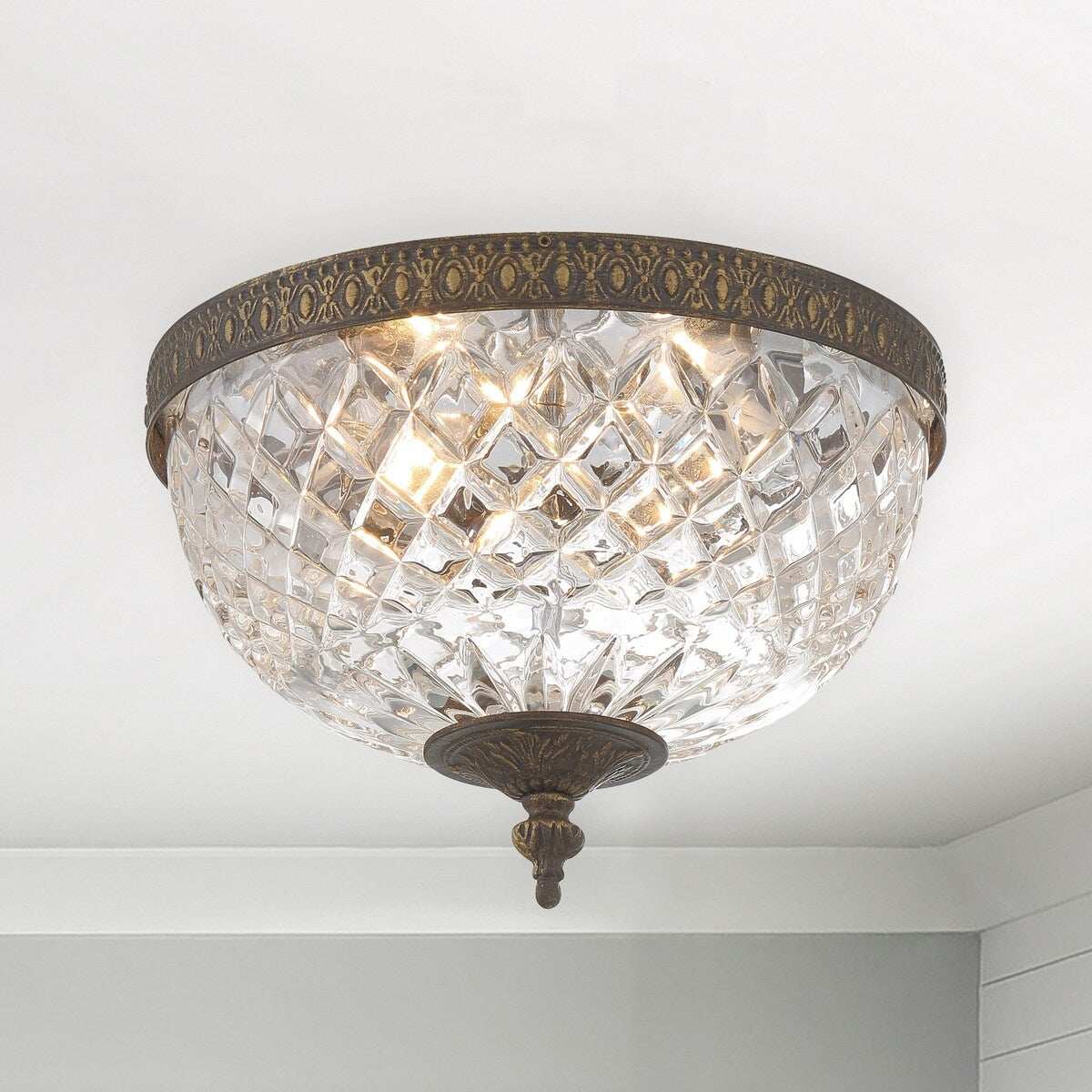Crystorama Plafonnier encastrable à 2 lumières en cristal - 10W x 8H x 10D