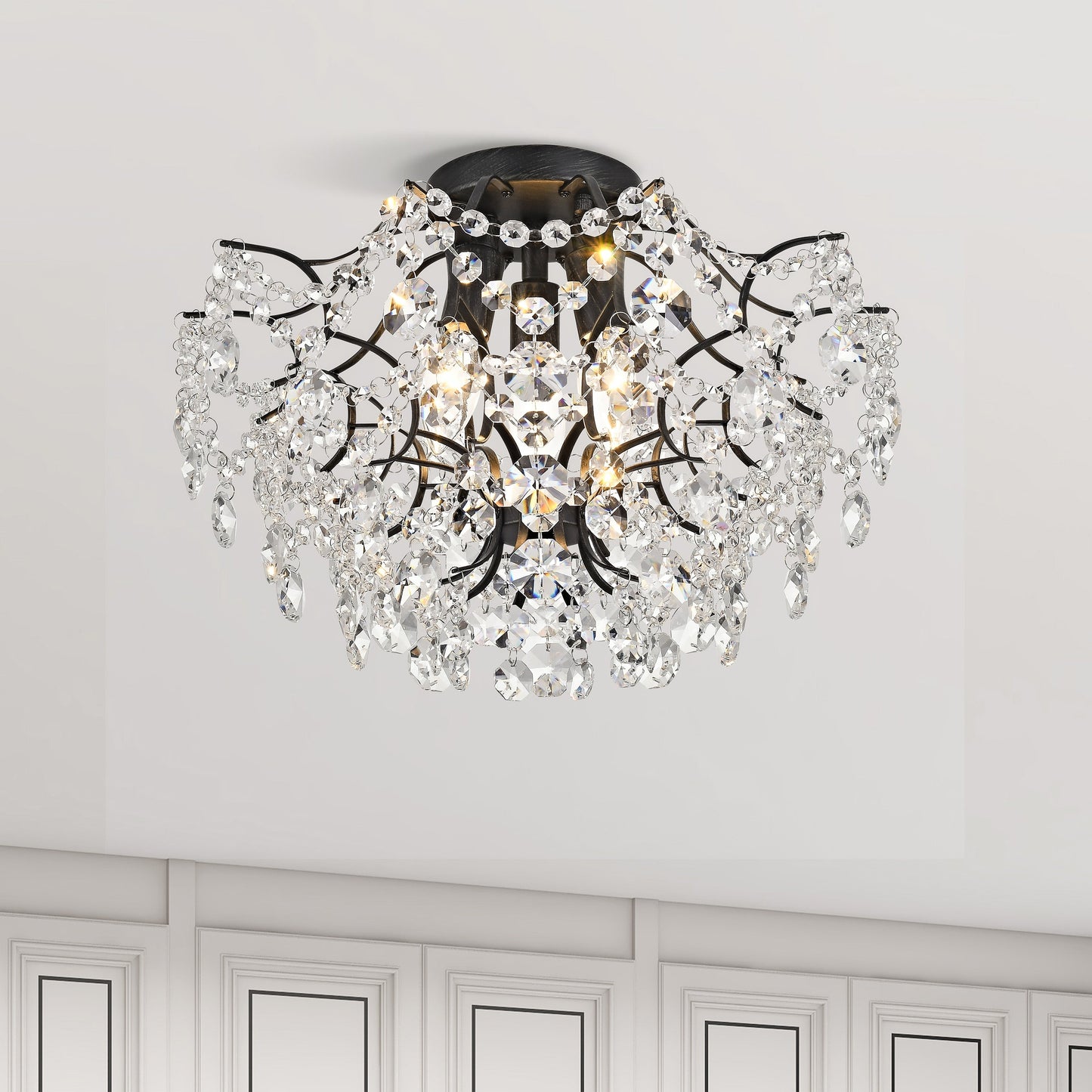 Dalia - Plafonnier intérieur élégant à 3 lumières avec cristaux