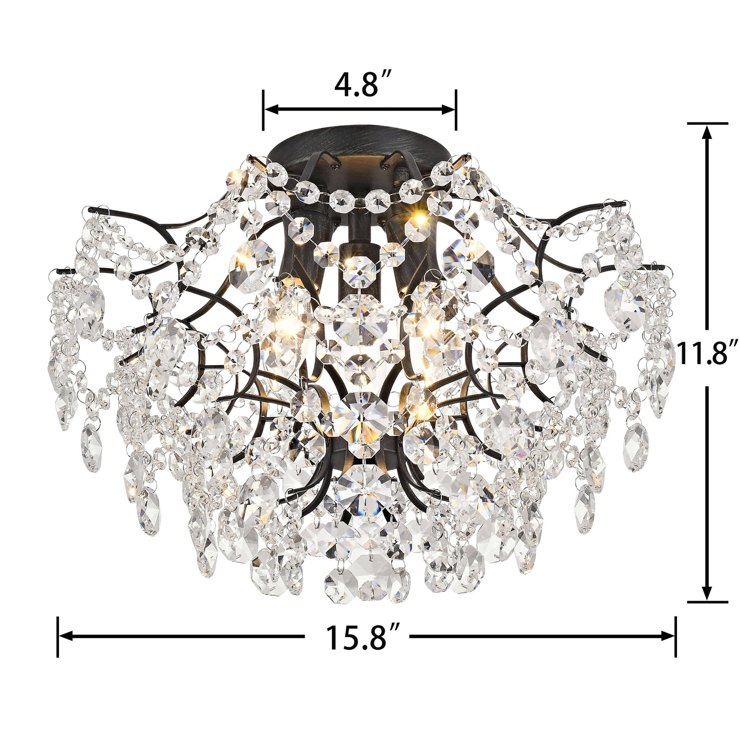 Dalia - Plafonnier intérieur élégant à 3 lumières avec cristaux