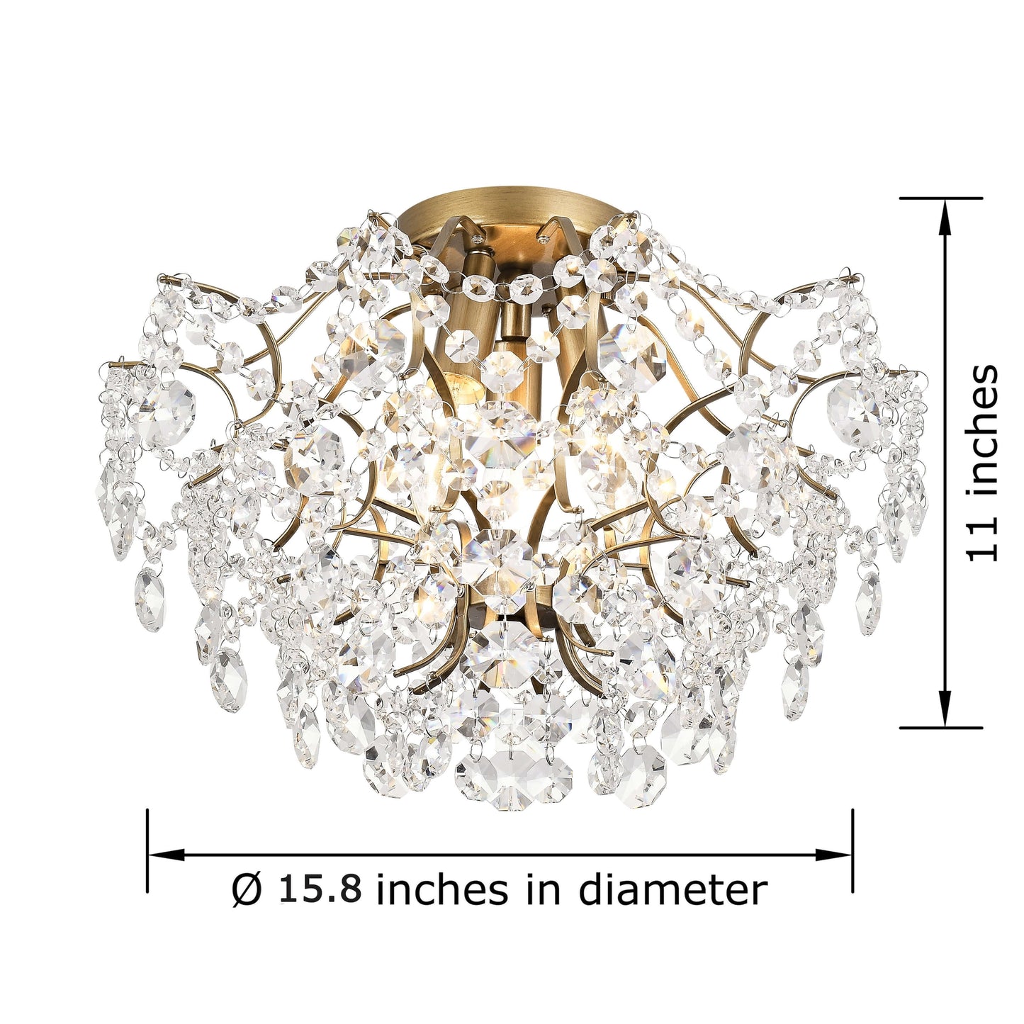 Dalia - Plafonnier intérieur élégant à 3 lumières avec cristaux