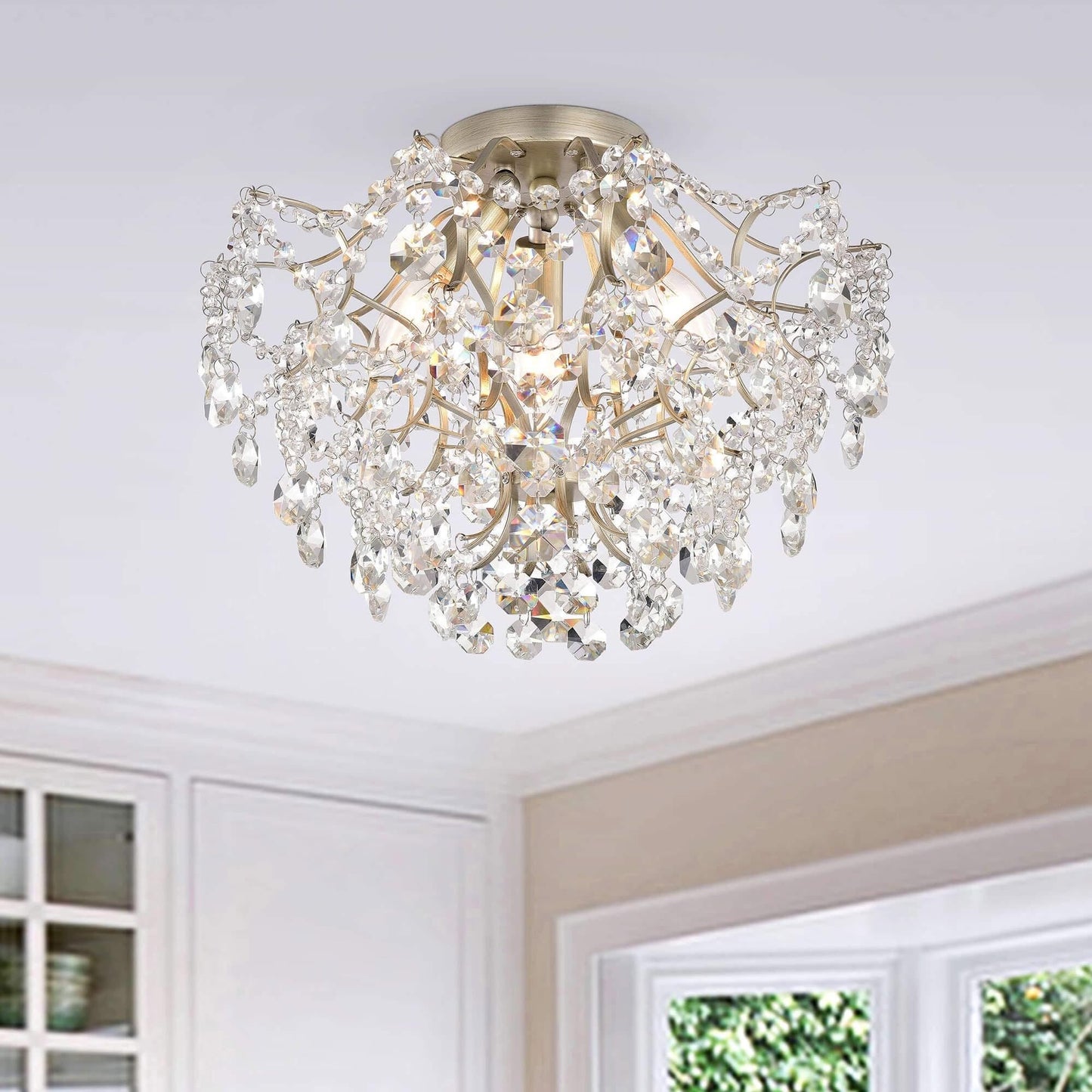 Dalia - Plafonnier intérieur élégant à 3 lumières avec cristaux