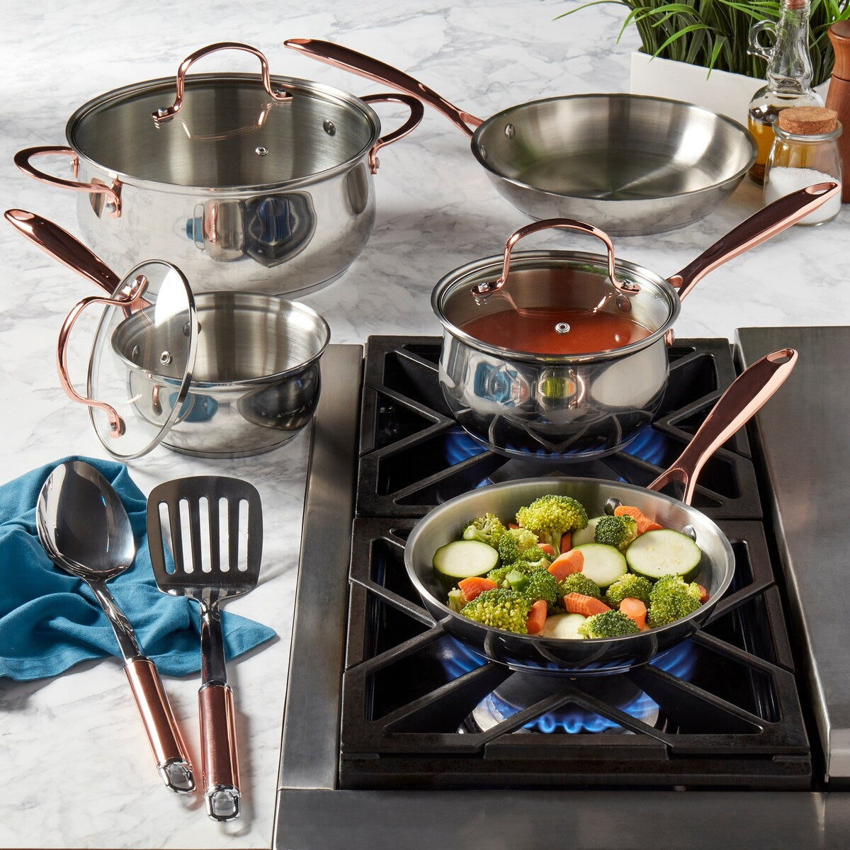 Ensemble de cuisine 10 pièces en acier inoxydable, Danemark