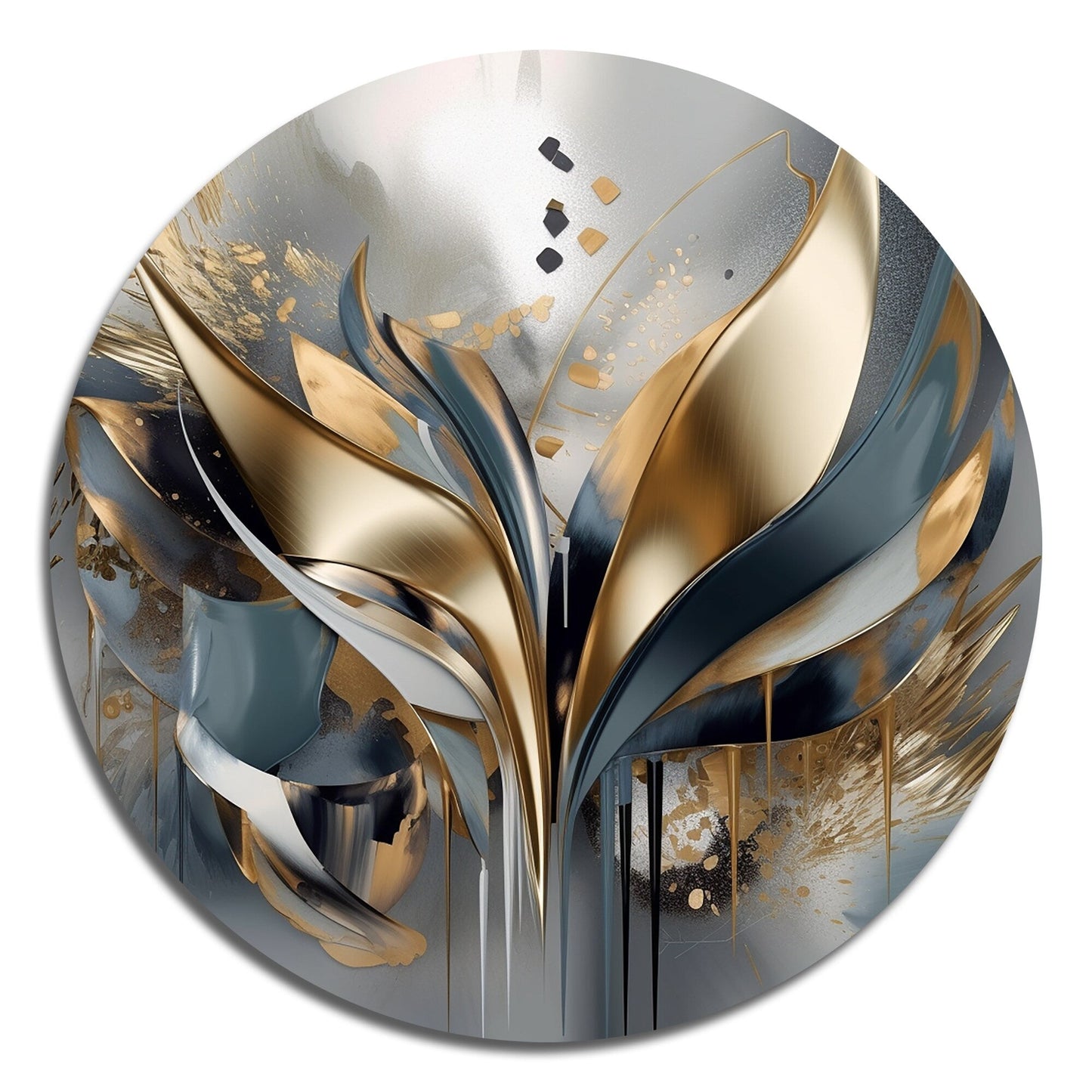 Designart Formes et lignes abstraites IV Art mural rond en métal et marbre abstrait
