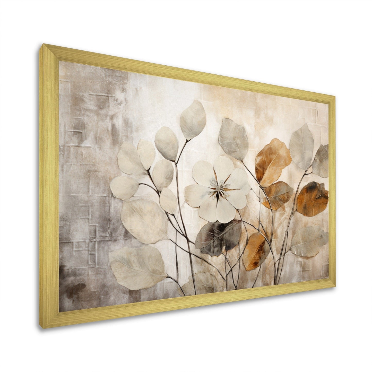 Designart Impression botanique beige III Impression sur toile encadrée d'art abstrait botanique