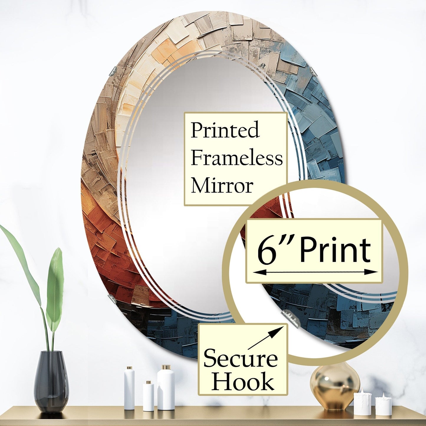 Designart Miroir mural abstrait moderne en spirale et en collage