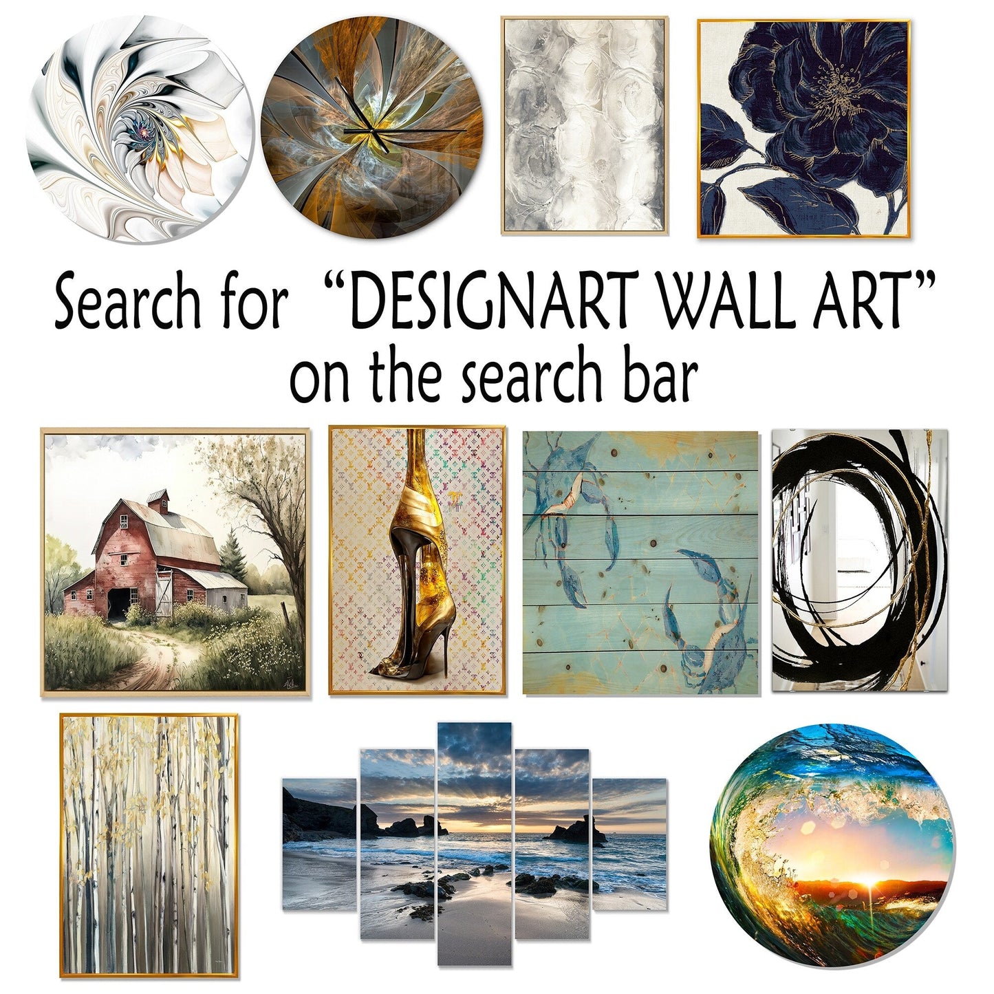 Designart Miroir mural abstrait moderne en spirale et en collage