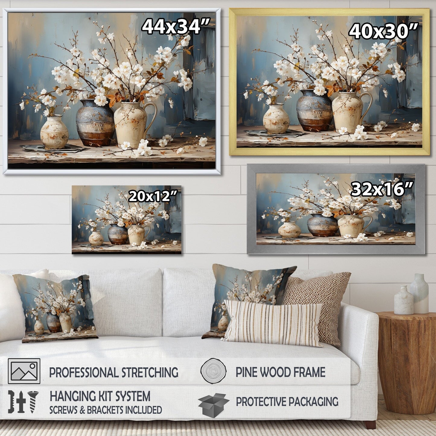 Designart Peinture sur toile représentant une nature morte de poterie et de fleurs I Tree