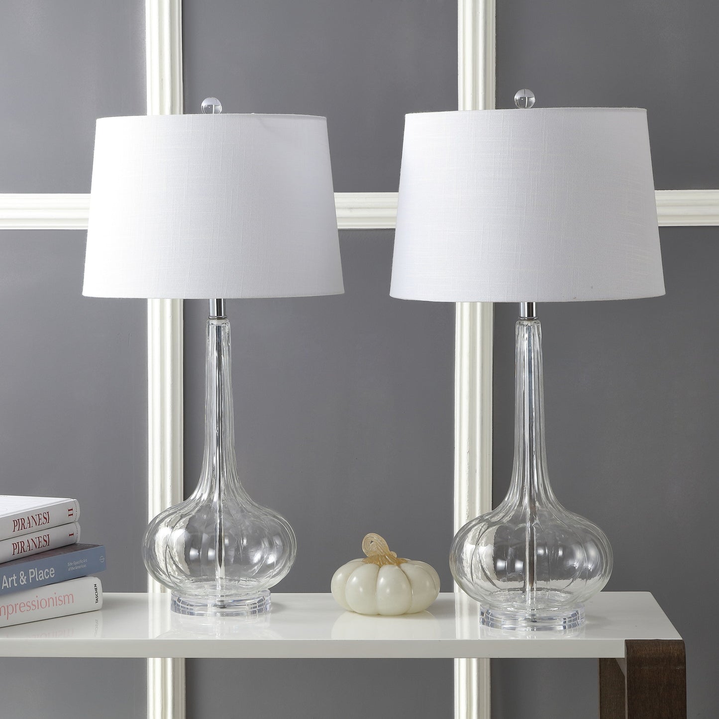 Lampe de table LED en verre en forme de goutte d'eau Diamante 28.5, rose (lot de 2) par JONATHAN Y