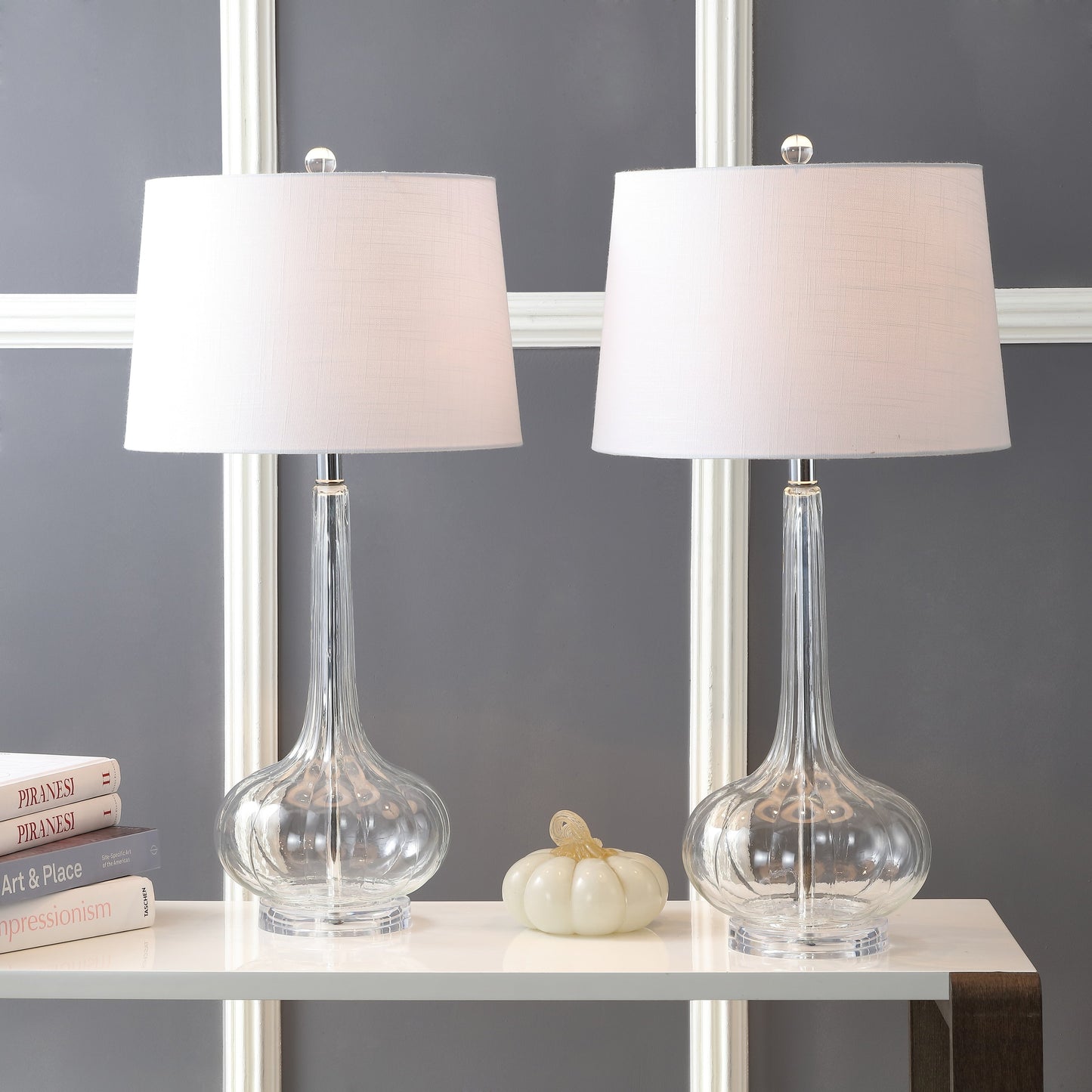 Lampe de table LED en verre en forme de goutte d'eau Diamante 28.5, rose (lot de 2) par JONATHAN Y