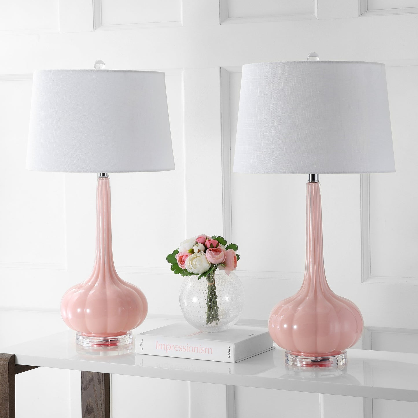 Lampe de table LED en verre en forme de goutte d'eau Diamante 28.5, rose (lot de 2) par JONATHAN Y